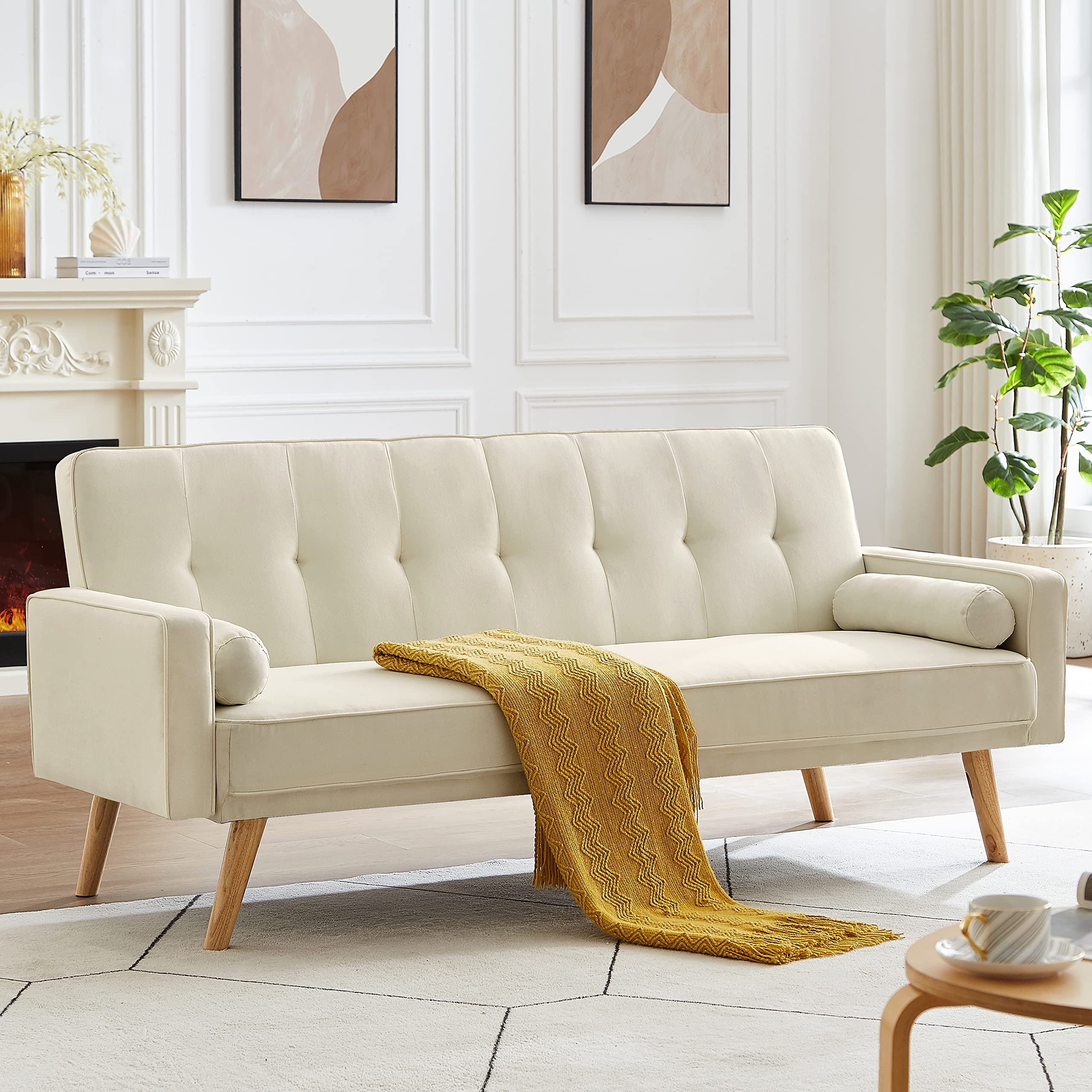 Modern Convertible Futon Sofa Bed - Soft Upholstery Loveseat Sleeper Couch for Small Spaces | Apartment, Office & Living Room Furniture | Perfect for Guest Sleeping & Space-Saving Solutions