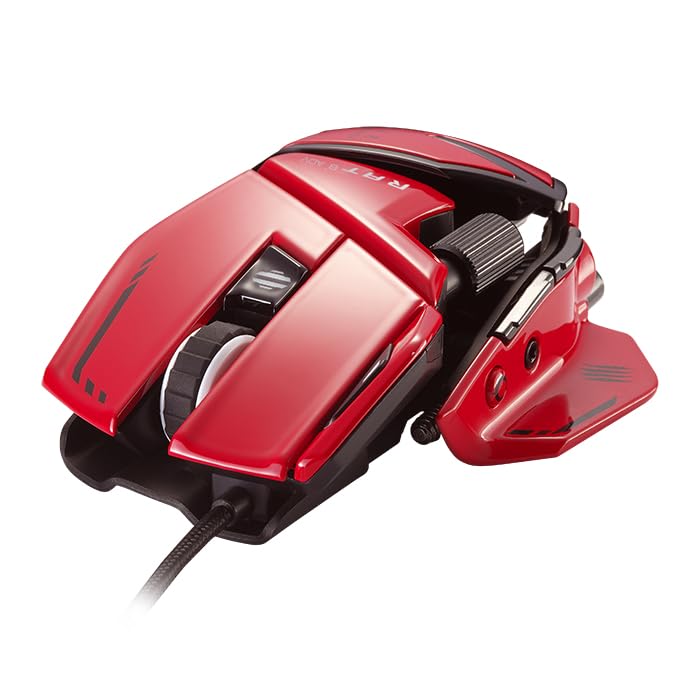 Mad Catz R.A.T. 8+ ADV Optical Gaming Mouse - Wired USB PC Gaming Mouse with Adjustable Weight & RGB Lighting for Esports, FPS, MMO Games (Red) - Perfect for Competitive Gaming & Professional Streamers