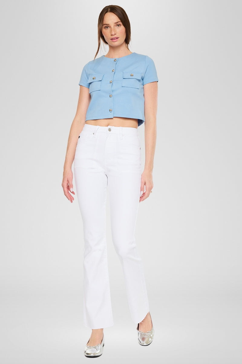 Hawthorne High Rise Flare Jeans for Women - Petite Fit, Comfortable Stretch Denim Pants for Casual Wear & Everyday Outfits