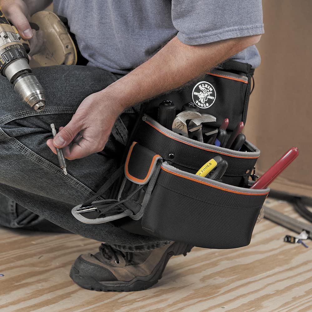 Klein Tools 55428 Tradesman Pro Electrician's Padded Tool Belt & Pouch Set - Large Size for Comfort & Durability | Ideal for Electricians, Construction Workers & DIY Projects