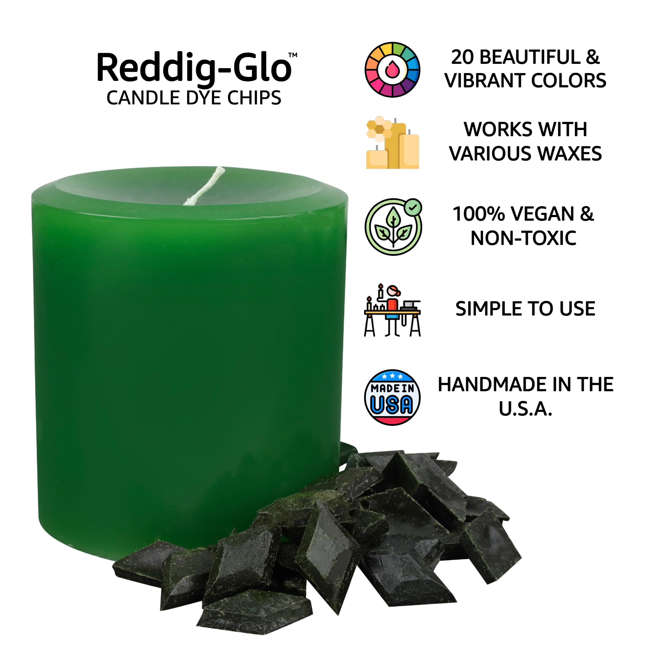 Premium Christmas Green Candle Dye Chips - Highly Concentrated USA-Made Candle Wax Dye for Soy & Paraffin - 25-Pack for DIY Candle Making Kits - Perfect for Holiday Decor, Gifts & Home Fragrance Projects
