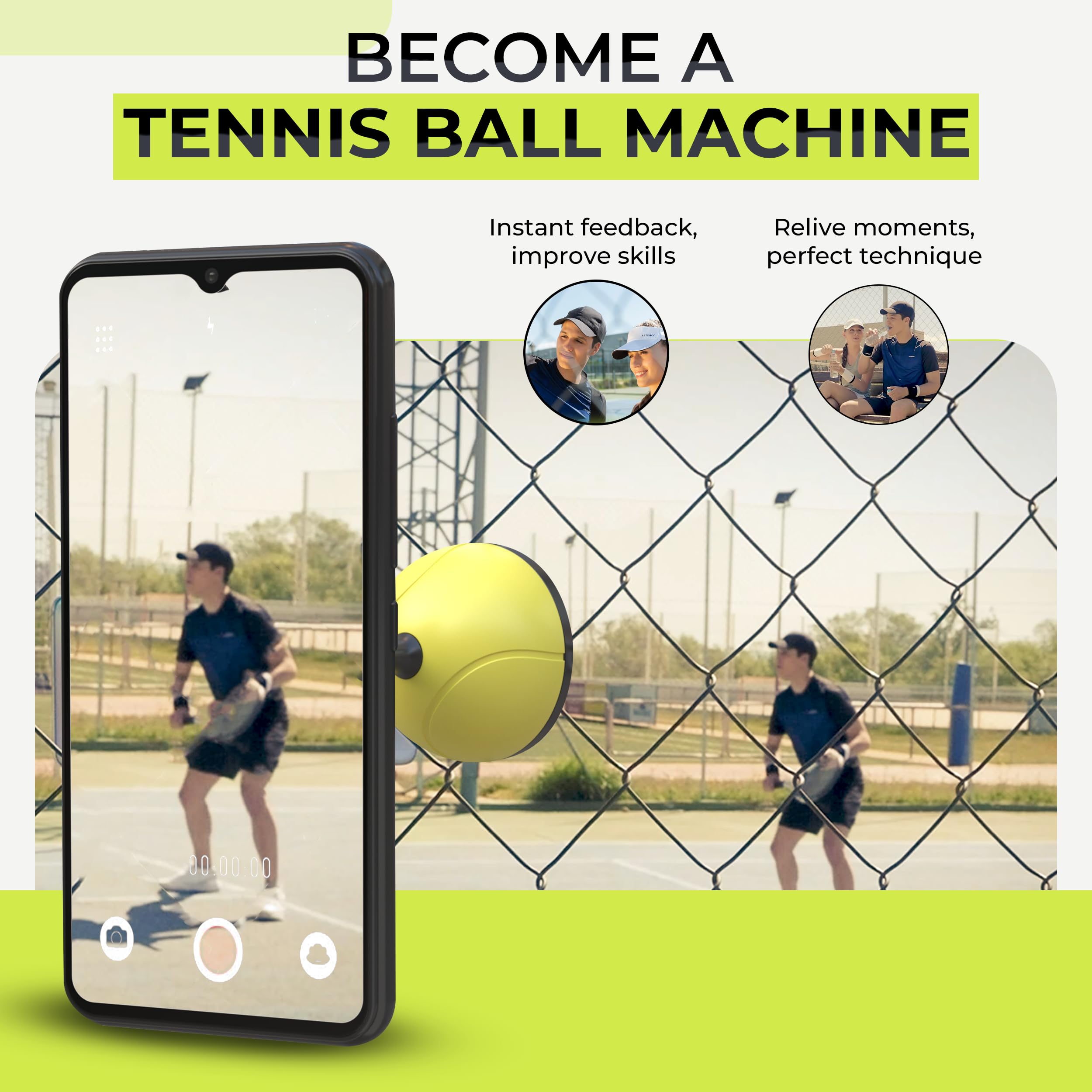 Tennis & Pickleball Fence Phone Mount Holder - Perfect Sports Gift for Men, Women, Boys & Girls - Training Accessory to Record & Stream Matches - Ideal for Tennis Practice, Pickleball Games & Coaching Sessions