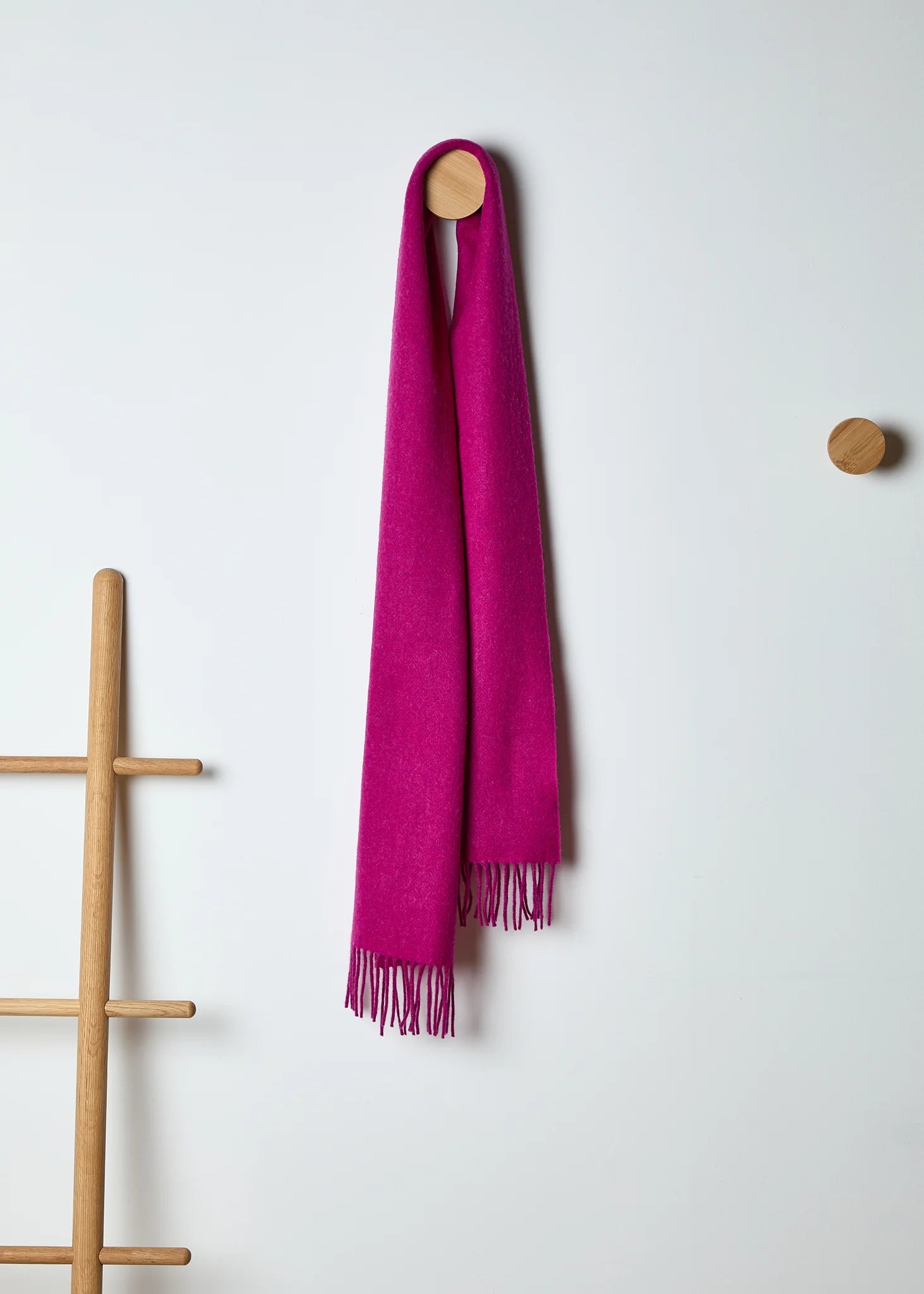 Foxford Lambswool Scarf - Soft Warm Winter Accessory, Magenta Pink Herringbone Pattern, Perfect for Cold Weather & Outdoor Activities