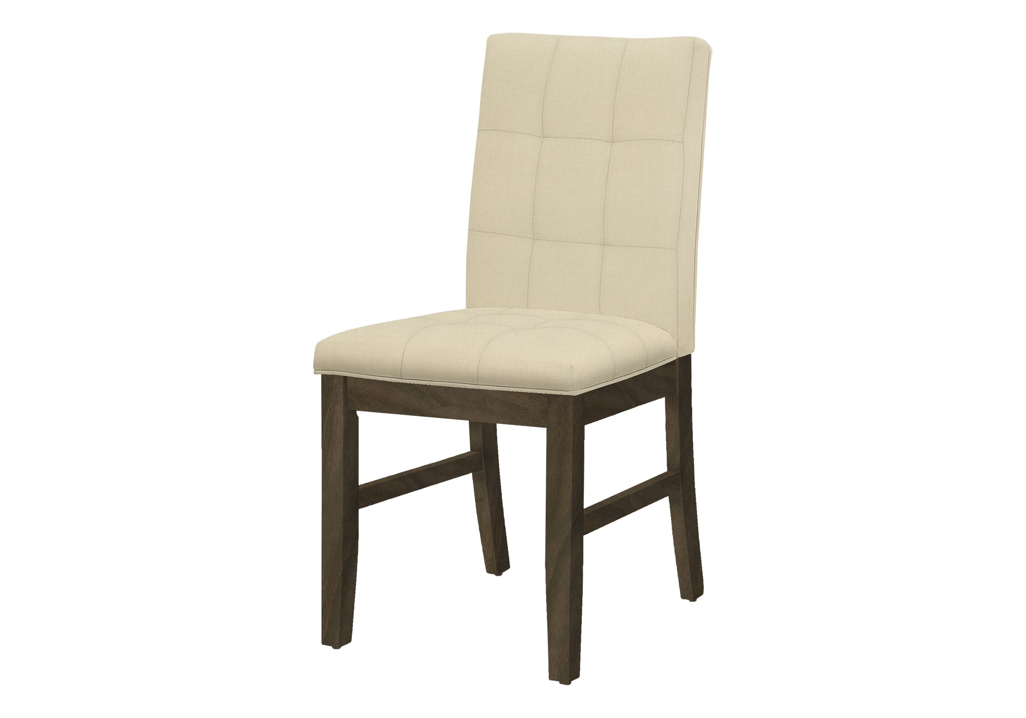 Set of 2 Cream Upholstered Dining Chairs with Grey Solid Wood Frame - 37