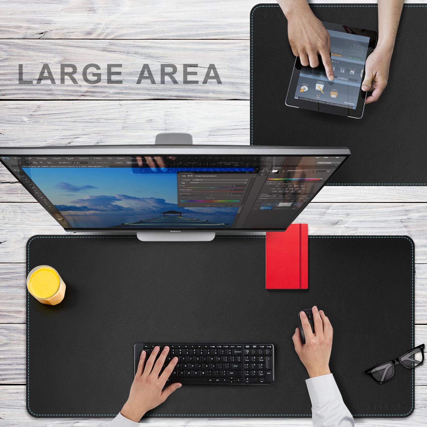 Premium PU Leather Desk Mat Protector - 47.2