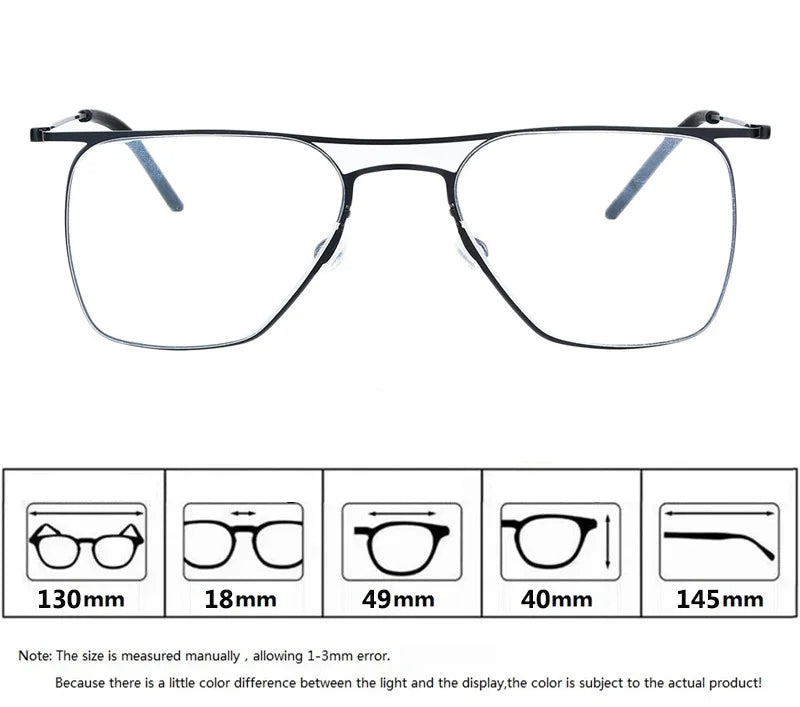 Aimee Women's Full Rim Square Double Bridge Titanium Eyeglasses Frame 55802 - Lightweight & Durable for Work, Reading & Fashion Accessories