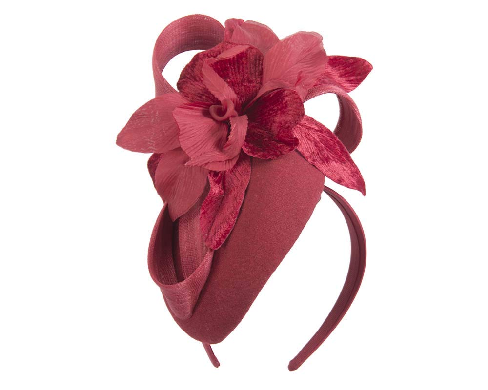 Elegant Red Winter Racing Pillbox Fascinator Hat by Fillies Collection - Perfect for Horse Races, Weddings & Formal Events