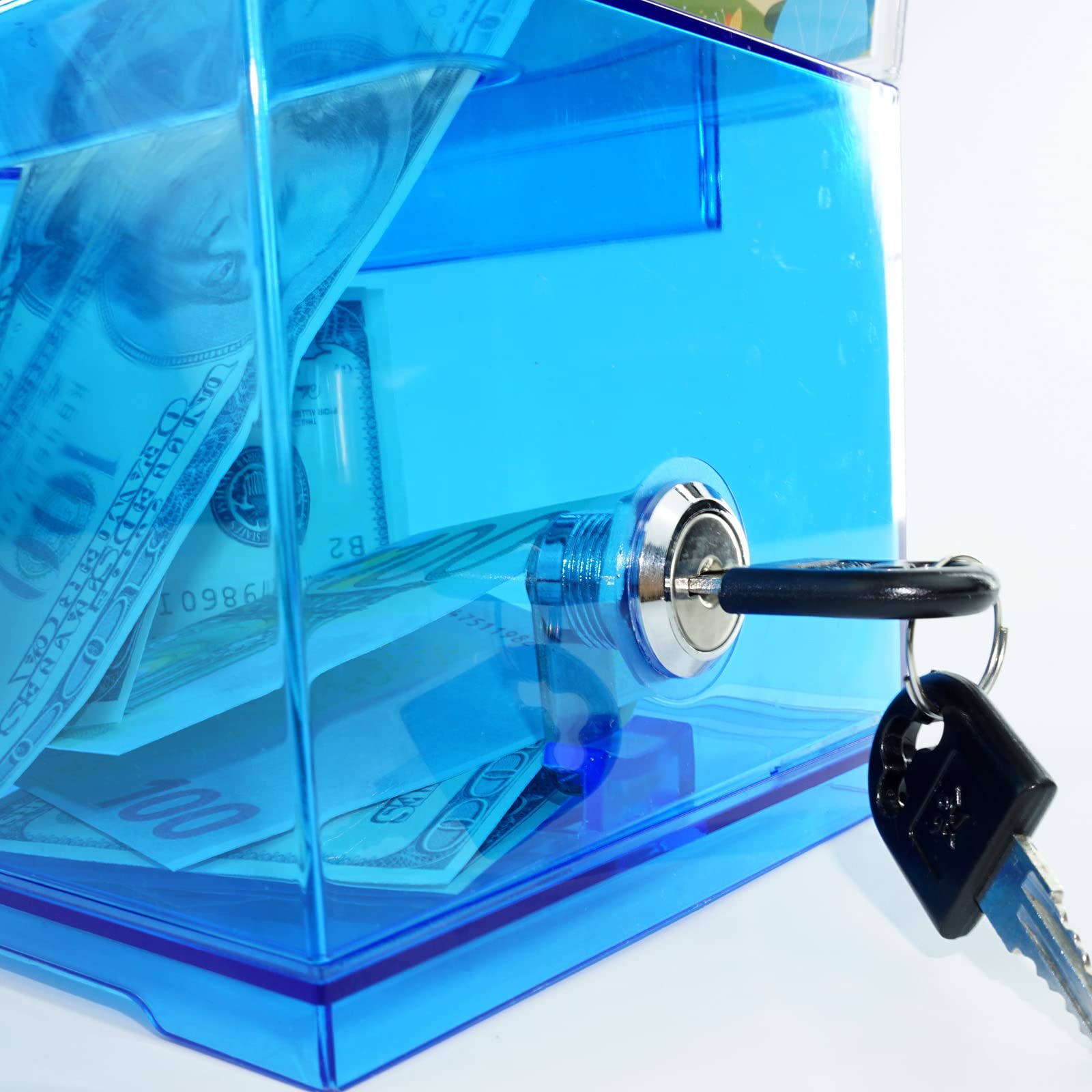 Secure Locking Donation Ballot Box - Durable Suggestion Box for Business Cards, Voting & Feedback (Blue) | Ideal for Offices, Schools, Fundraisers & Community Events