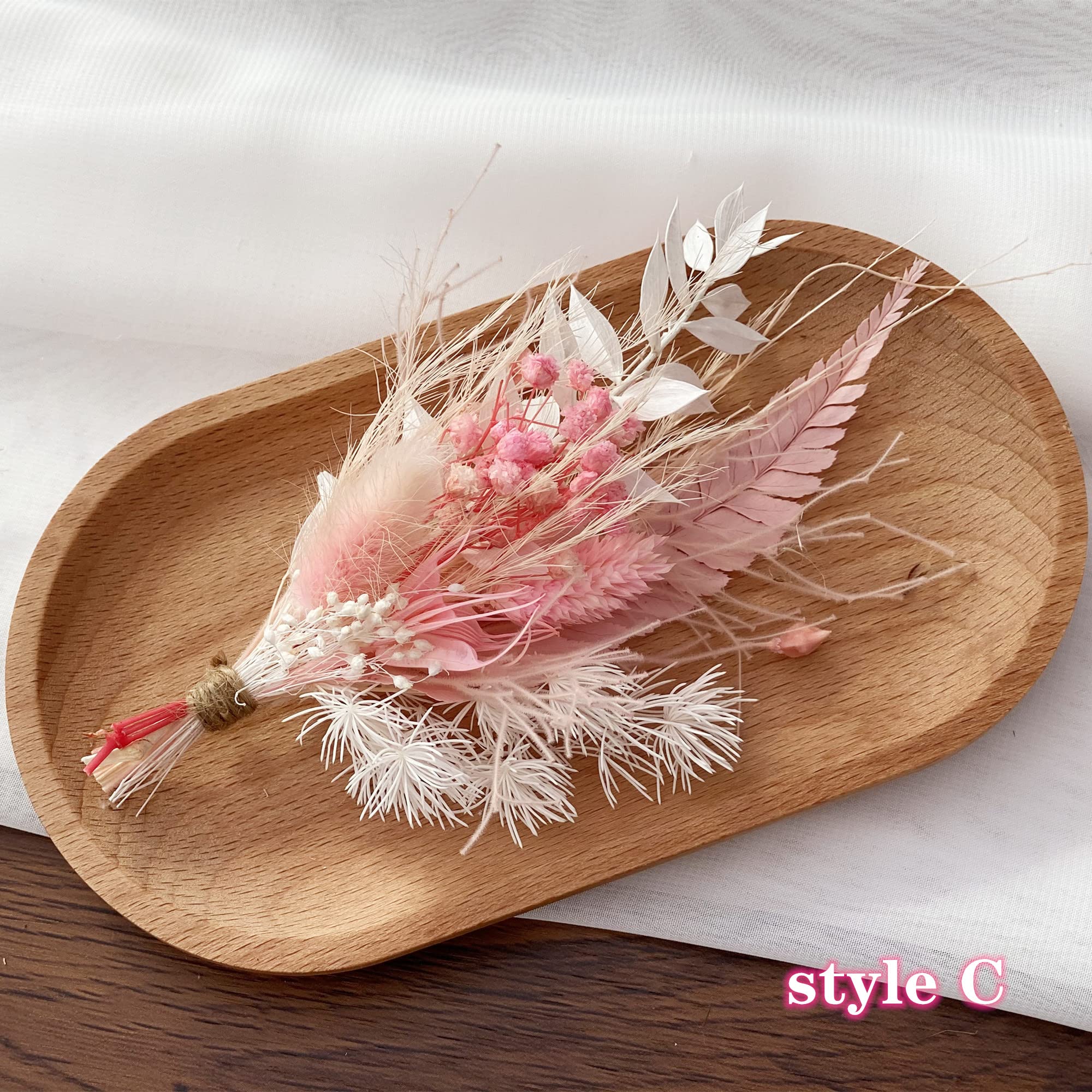 Mini Dried Flower Bouquet in Small Milk Bottle - Boho Style G with Pampas & Bunny Tails - Perfect for Wedding Centerpieces, Birthday Cake Decorations & Tabletop Home Decor