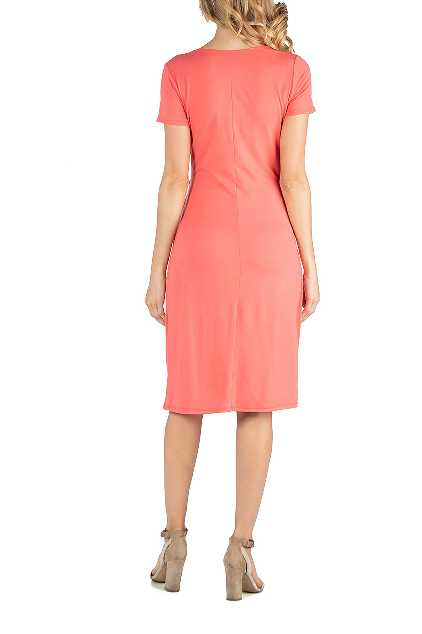 24Seven Comfort Apparel Women's Maternity V-Neck Short Sleeve Knee-Length Faux Wrap Dress - Made in USA - Small to 3X - Perfect for Pregnancy, Nursing, Office Wear & Special Occasions