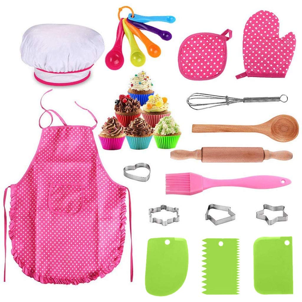 26-Piece Kids Cooking and Baking Set - Pretend Play Kitchen Utensils Toy for Boys & Girls Ages 3-8 - Perfect for Birthday Gifts, Dress-Up Role Play & Family Bonding Activities - Ideal for Learning Basic Cooking Skills & Imaginative Play