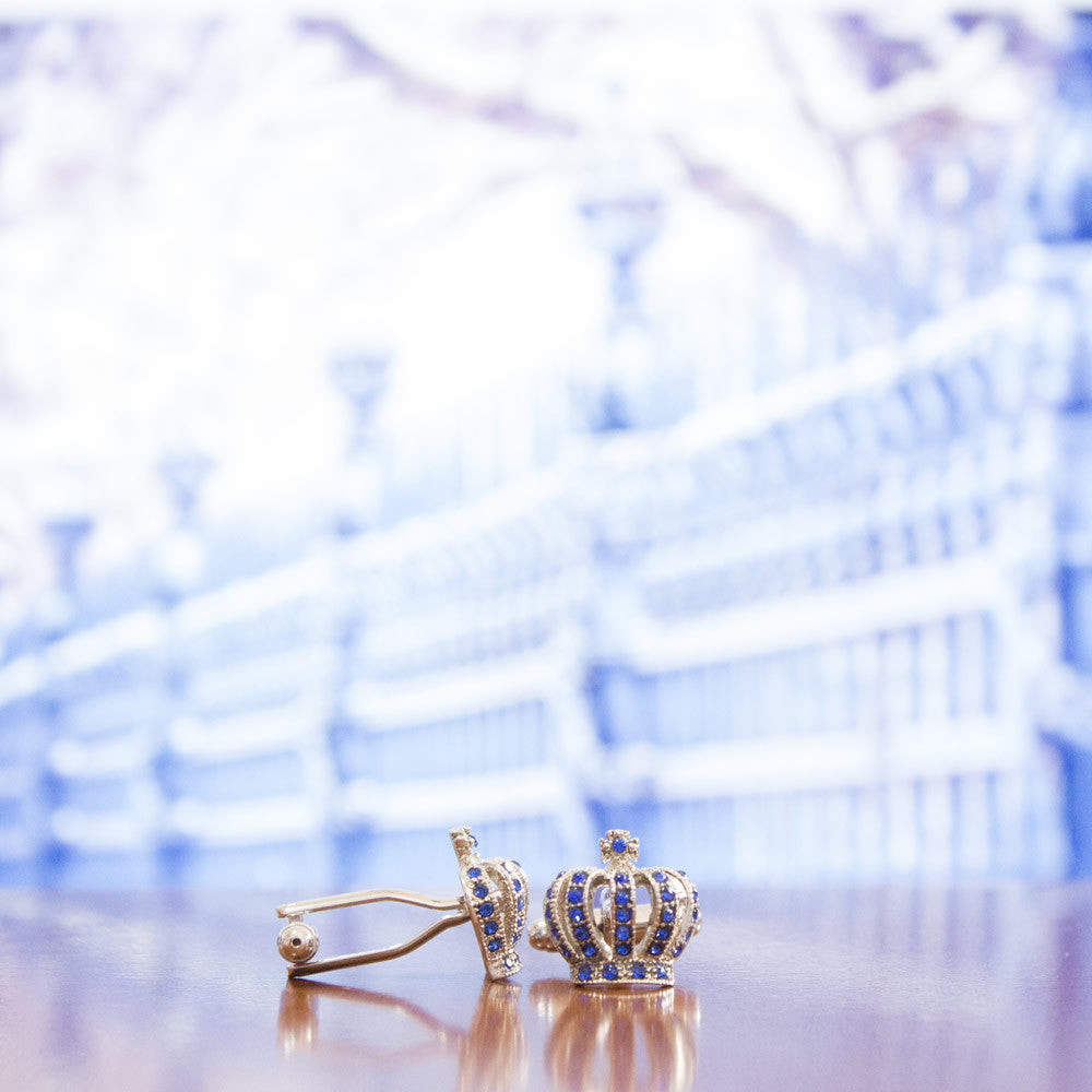 Luxury KingCuffs Diamond Crown Cufflinks for Men - Elegant Royal Jewelry for Weddings, Prom & Formal Events