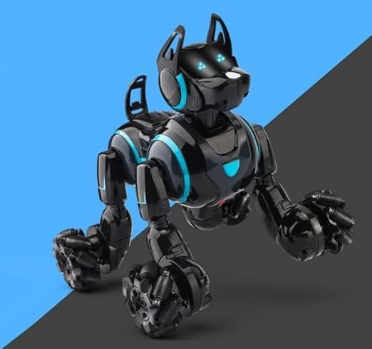 YUKAYUGA 2.4G RC Stunt Robot Dog Toy with LED Lights, Sound Effects & Auto Induction - USB Rechargeable Remote Control Robotic Pet for Kids Indoor/Outdoor Play