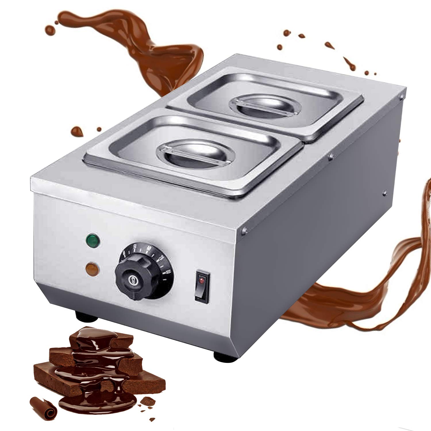 Commercial Chocolate Tempering Machine - 2 Melting Pots Double Cylinder Chocolate Melter for Candy Making, Baking & Dessert Preparation (220V) - Perfect for Chocolatiers, Bakeries & Home Chocolate Crafting