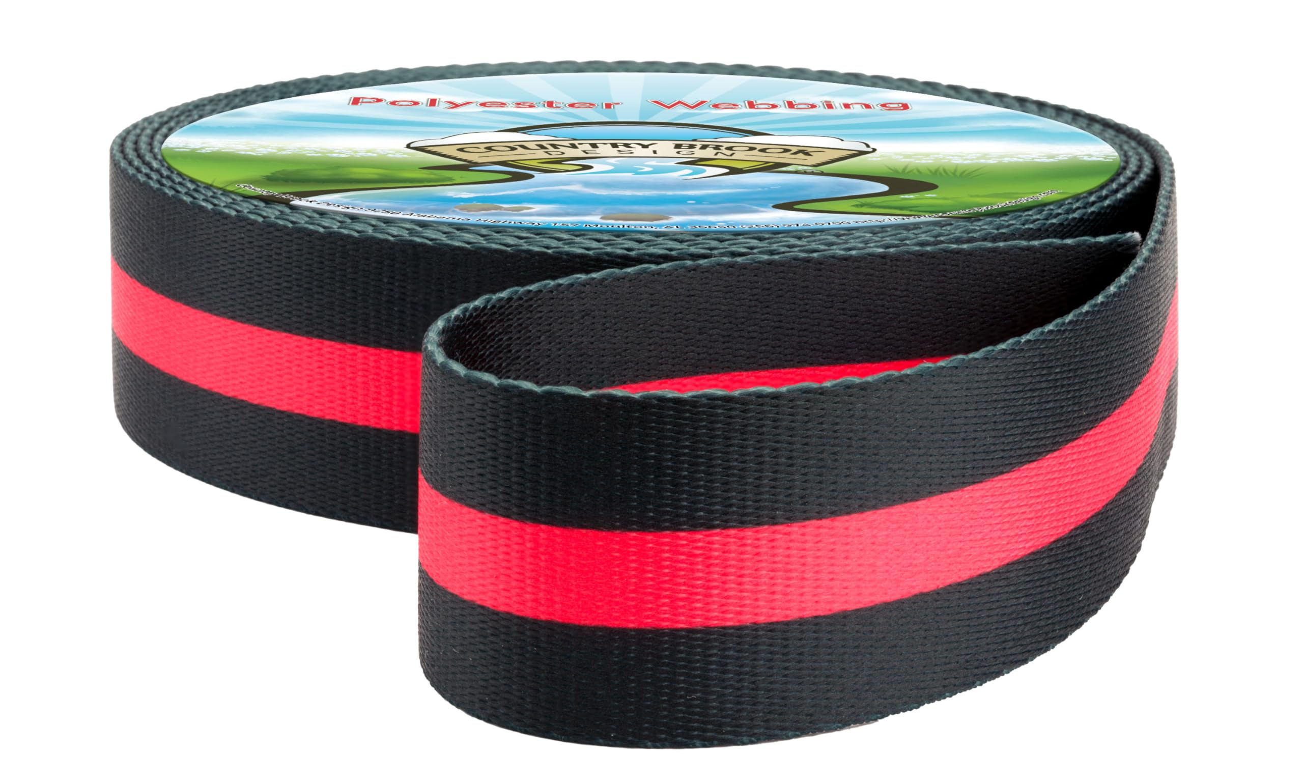 Country Brook Design - Thin Red Line Polyester Webbing for Firefighter Support, First Responder Gear & Patriotic Accessories | Durable, Lightweight & Versatile for Bags, Keychains & DIY Projects