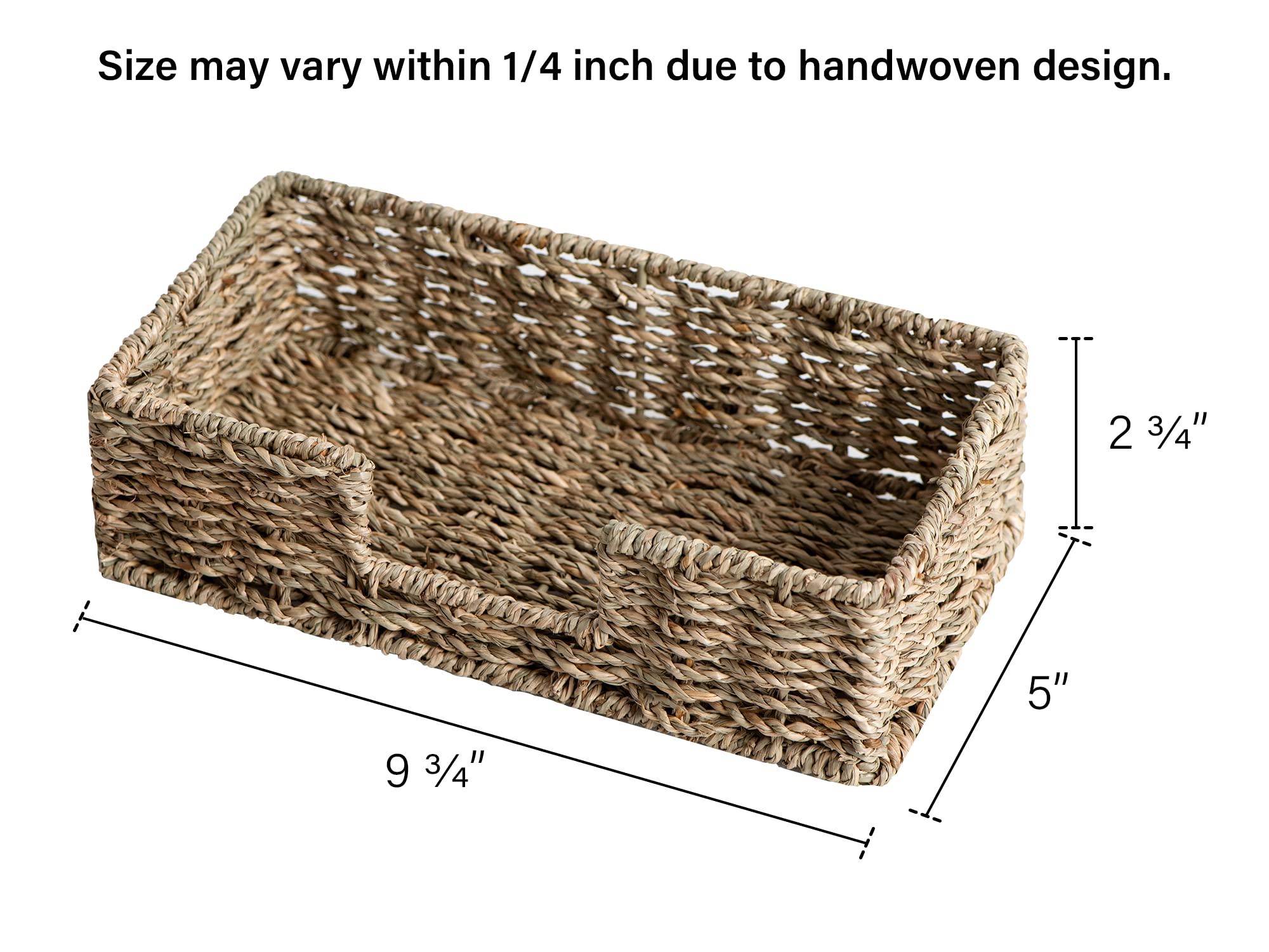 Seagrass Napkin Holder for Bathroom - Wicker Towel Basket Organizer (9.75