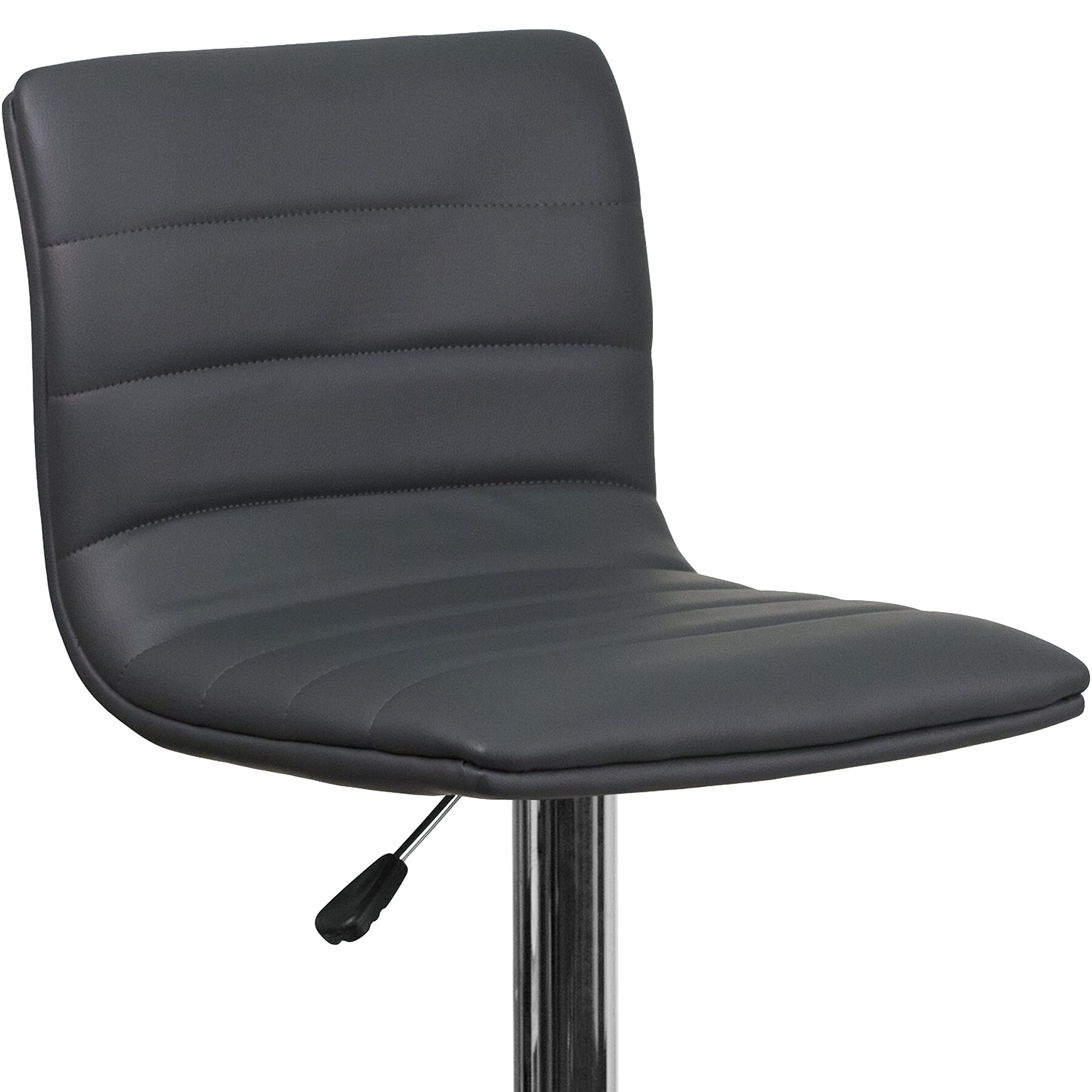 Flash Furniture Vincent 2-Pack Modern Gray Vinyl Adjustable Bar Stools with Back - Counter Height Swivel Stools with Chrome Pedestal Base - Perfect for Kitchen Islands, Home Bars & Game Rooms