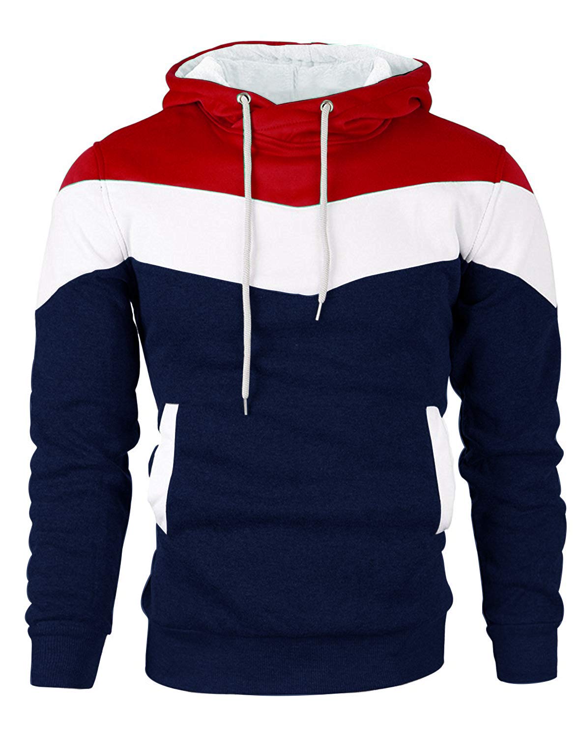 MOONCOLOUR Men's Color Block Hoodie - Fleece Pullover Sweatshirt with Pockets, Long Sleeve Casual Hooded Jacket for Streetwear & Winter Outfits | Perfect for Daily Wear, Gym, and Outdoor Activities