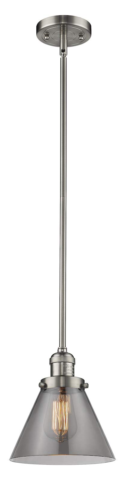 Glass Stem Mini Pendant Light Fixture - Brushed Satin Nickel Finish - Modern Ceiling Lighting for Kitchen Island, Dining Room & Bedroom