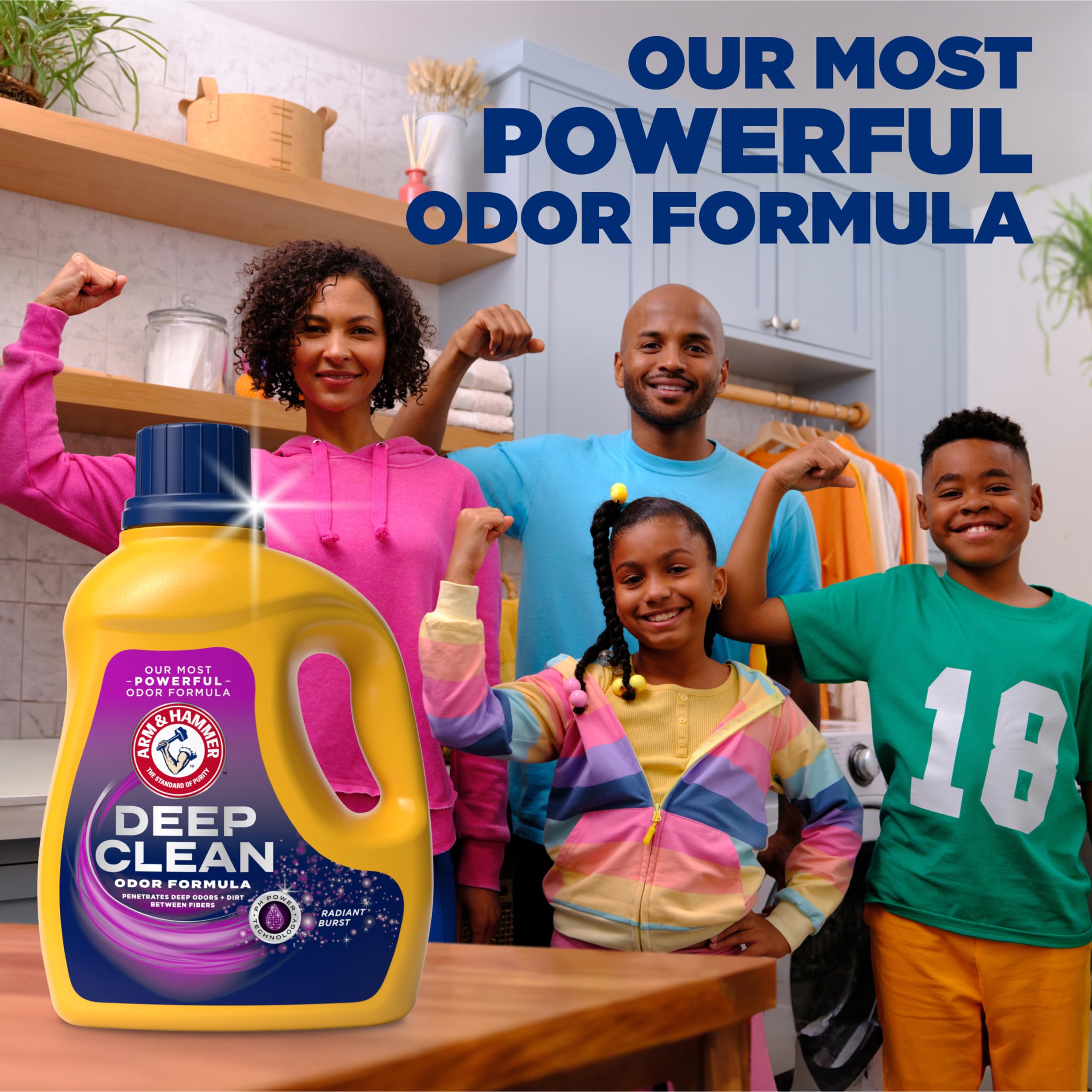 ARM & HAMMER Deep Clean Odor Eliminating Liquid Laundry Detergent, 102 fl oz (68 Loads) | Fresh Scent for Clothes, Towels & Bedding | Powerful Stain Removal for Family Laundry