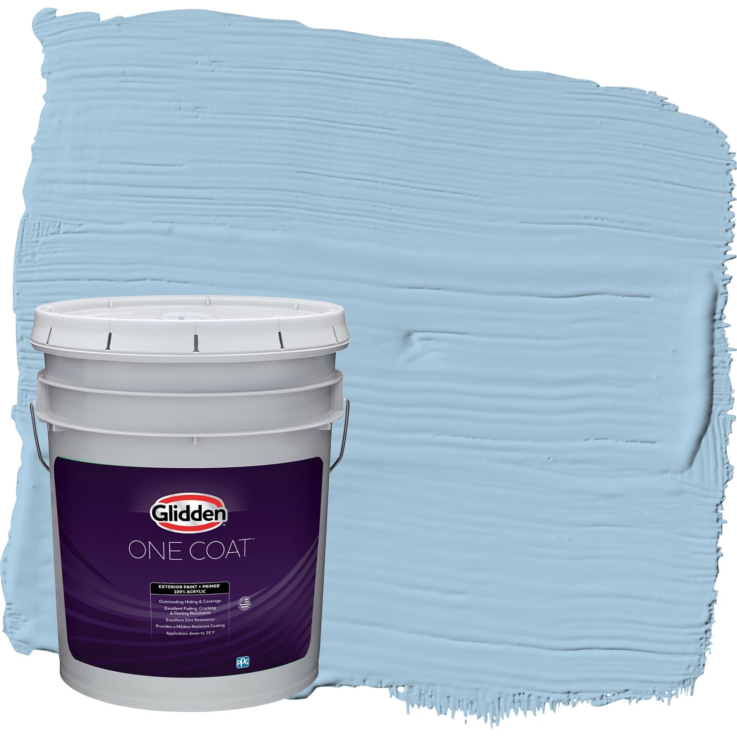 Glidden Premium Exterior Paint + Primer in Teal/Aqua - 5 Gallon Satin Finish for Outdoor Walls, Fences & Home Projects - One Coat Coverage, Weather-Resistant Blue Bows Color
