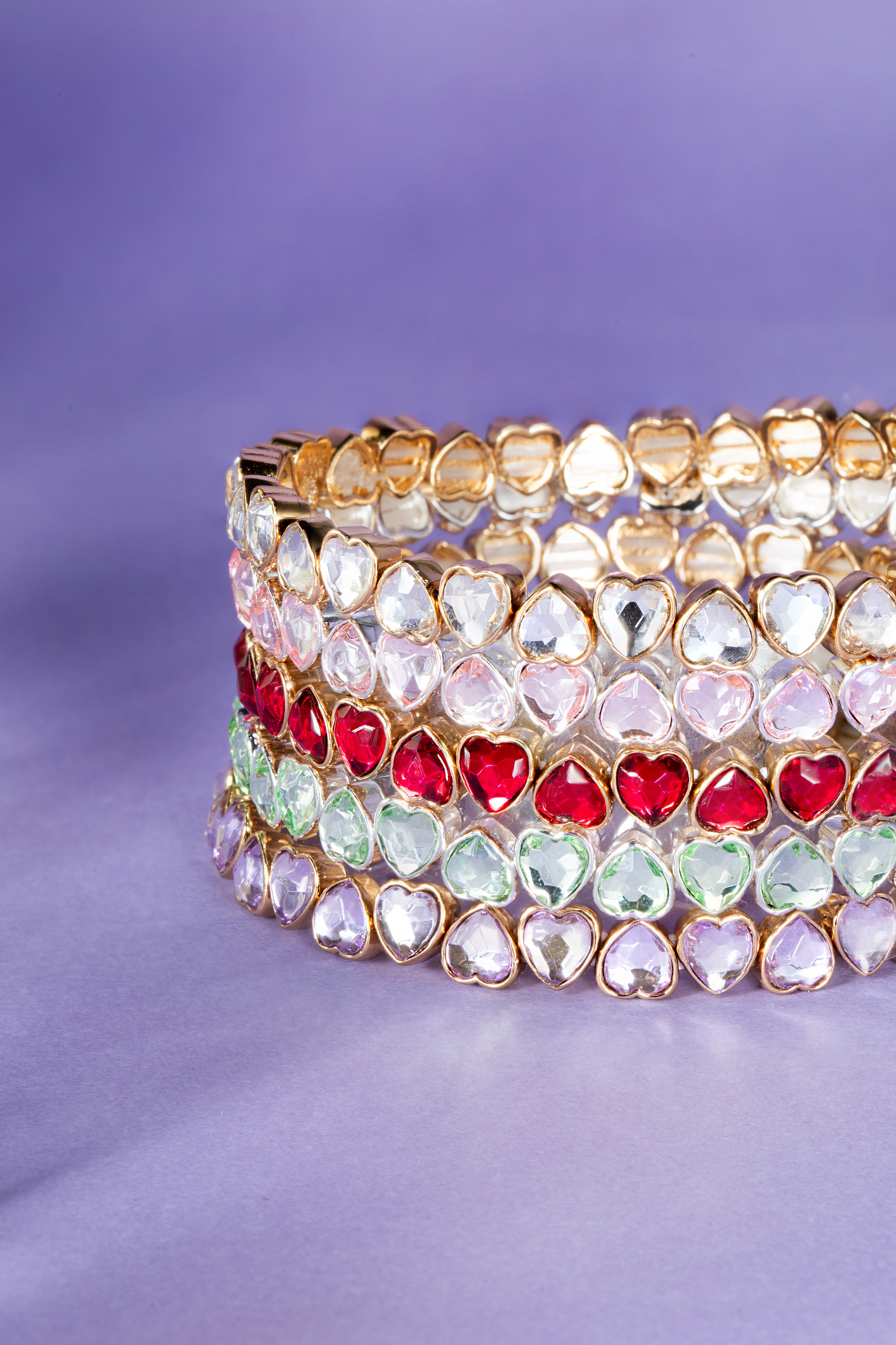 Crystal Heart Stretch Bracelet for Women - Adjustable Beaded Elastic Bracelet with Sparkling Gemstones | Perfect for Valentine's Day Gifts, Birthday Presents & Everyday Wear