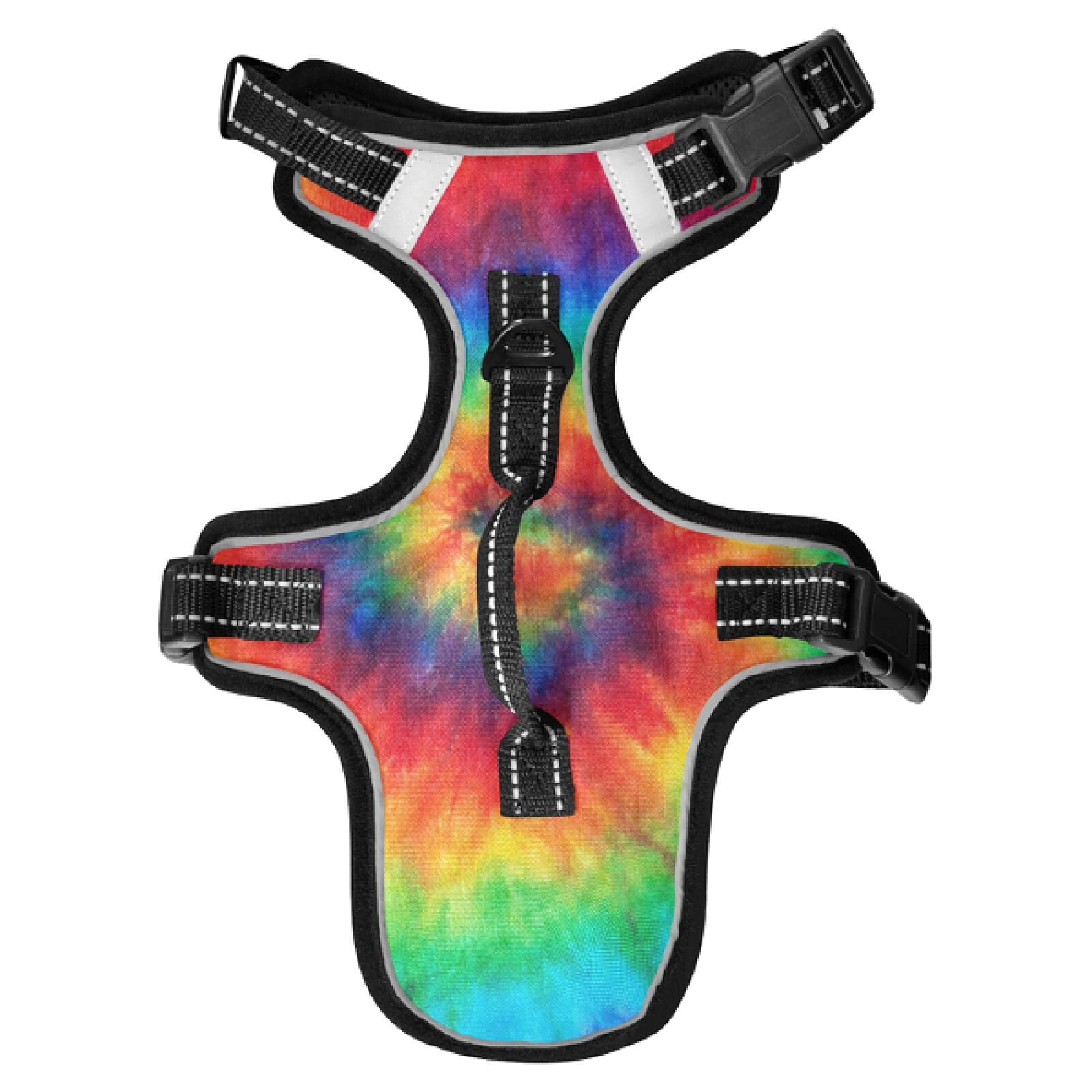 Xigua Tie Dye No Pull Dog Harness - Reflective Breathable Pet Vest with Nylon Handle for Small & Medium Dogs - Perfect for Walking, Running & Outdoor Adventures