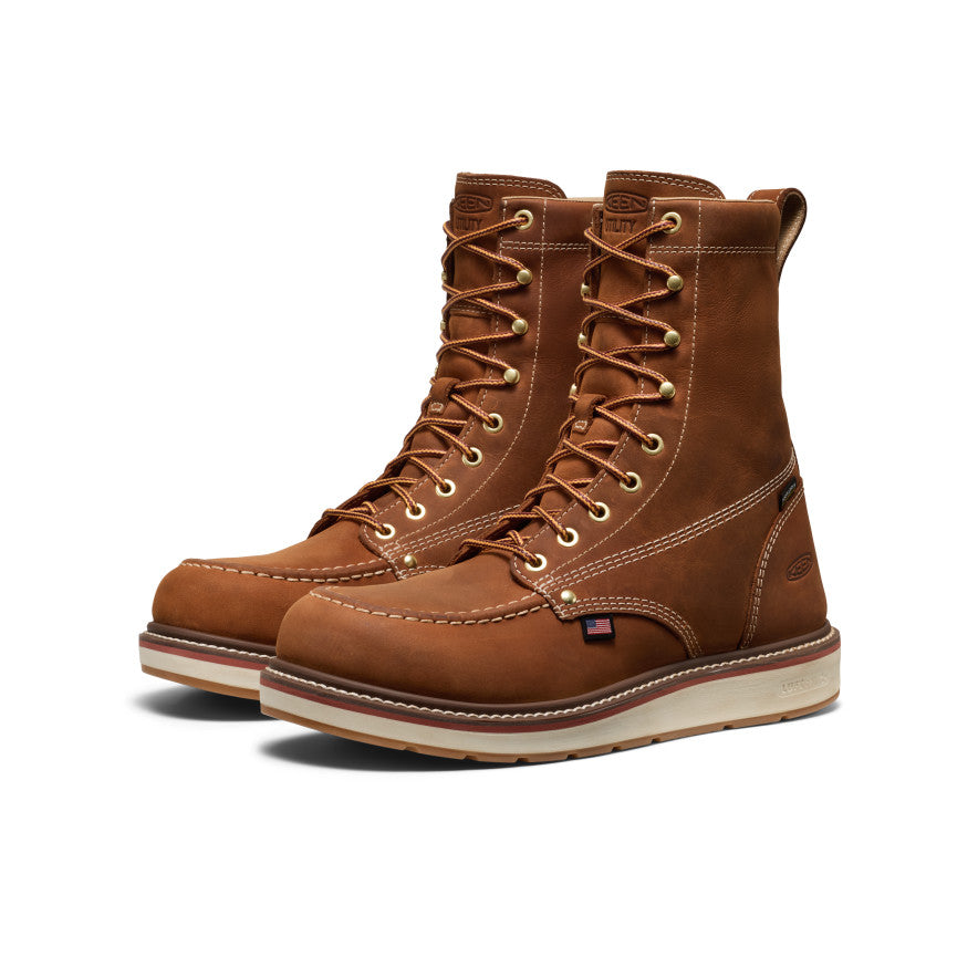 Men's Liberty 8 Waterproof Work Boots - Soft Toe Leather Brown/Gum - Durable Safety Shoes for Construction, Hiking & Outdoor Activities