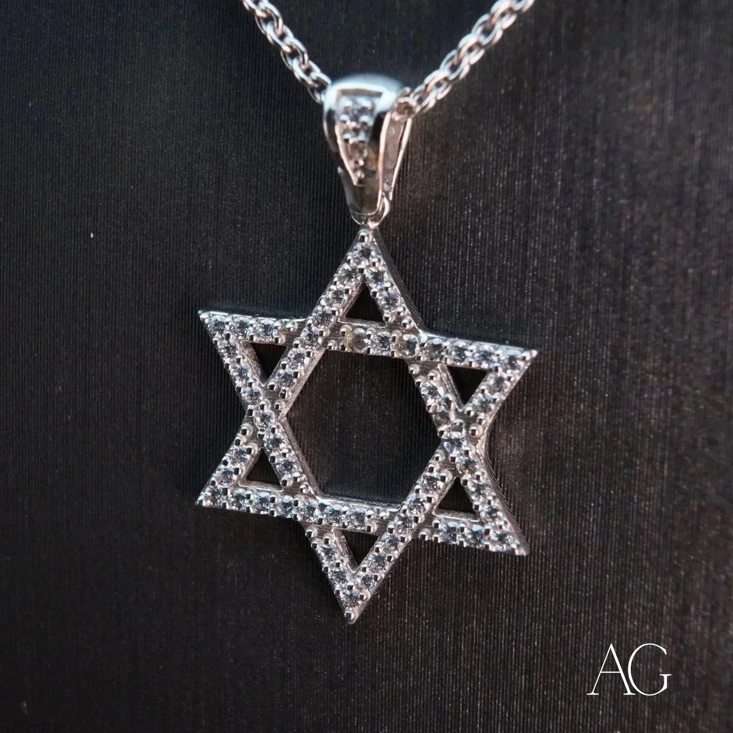 18K White Gold Star of David Pendant with Cubic Zirconia - Elegant Jewish Jewelry for Hanukkah, Bar Mitzvah & Special Occasions