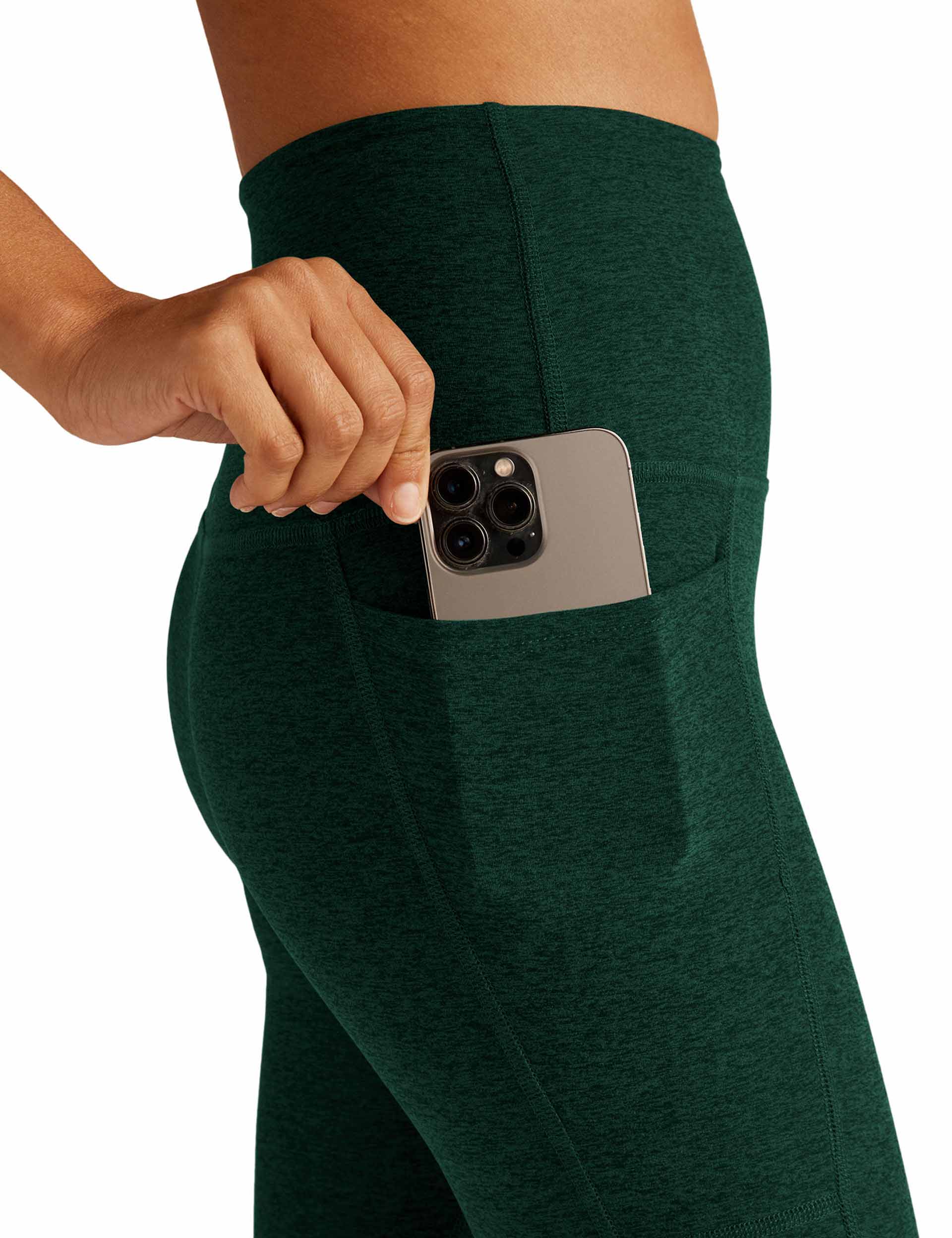Spacedye Out of Pocket High Waisted Midi Leggings - Dark Spruce Green Heather | Yoga, Workout & Casual Wear