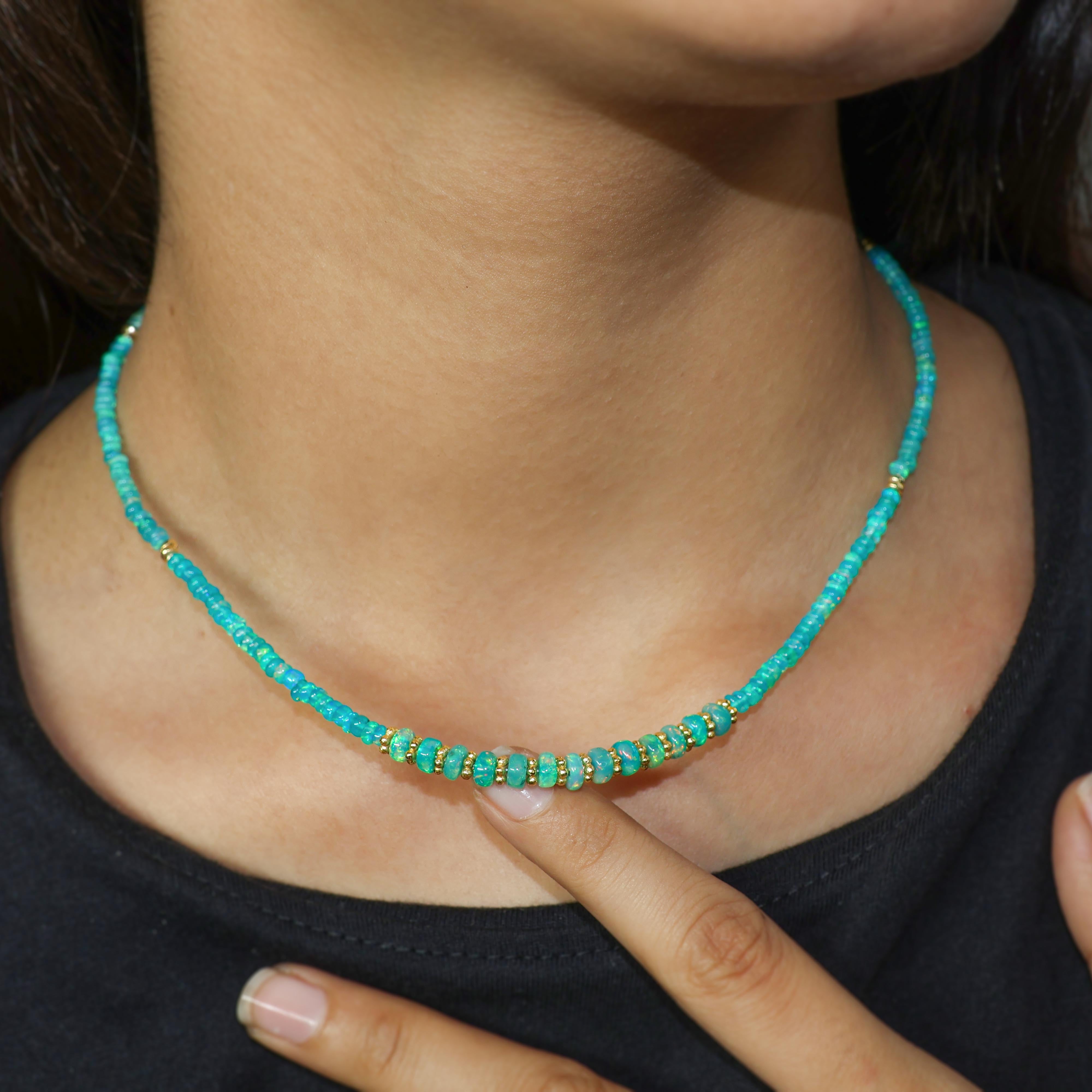 Natural Green Opal Handmade Beaded Necklace - Genuine Opal Jewelry for Women, Boho Chic Statement Piece | Perfect for Weddings, Parties & Everyday Wear