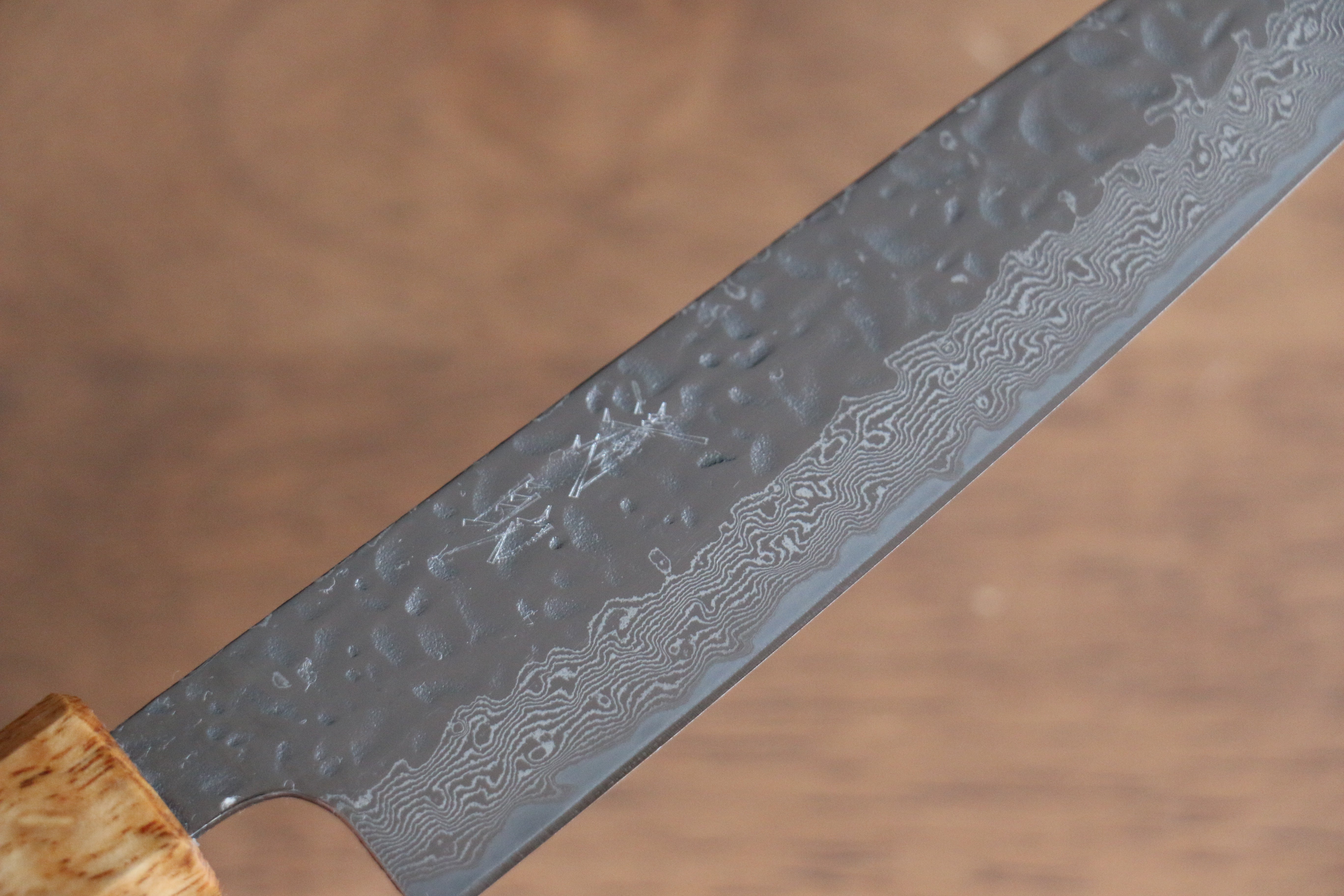 Seisuke Tsukikage AUS10 Hammered Damascus Petty Utility Knife 150mm - Oak Handle Japanese Chef Knife for Precision Slicing, Peeling & Garnishing