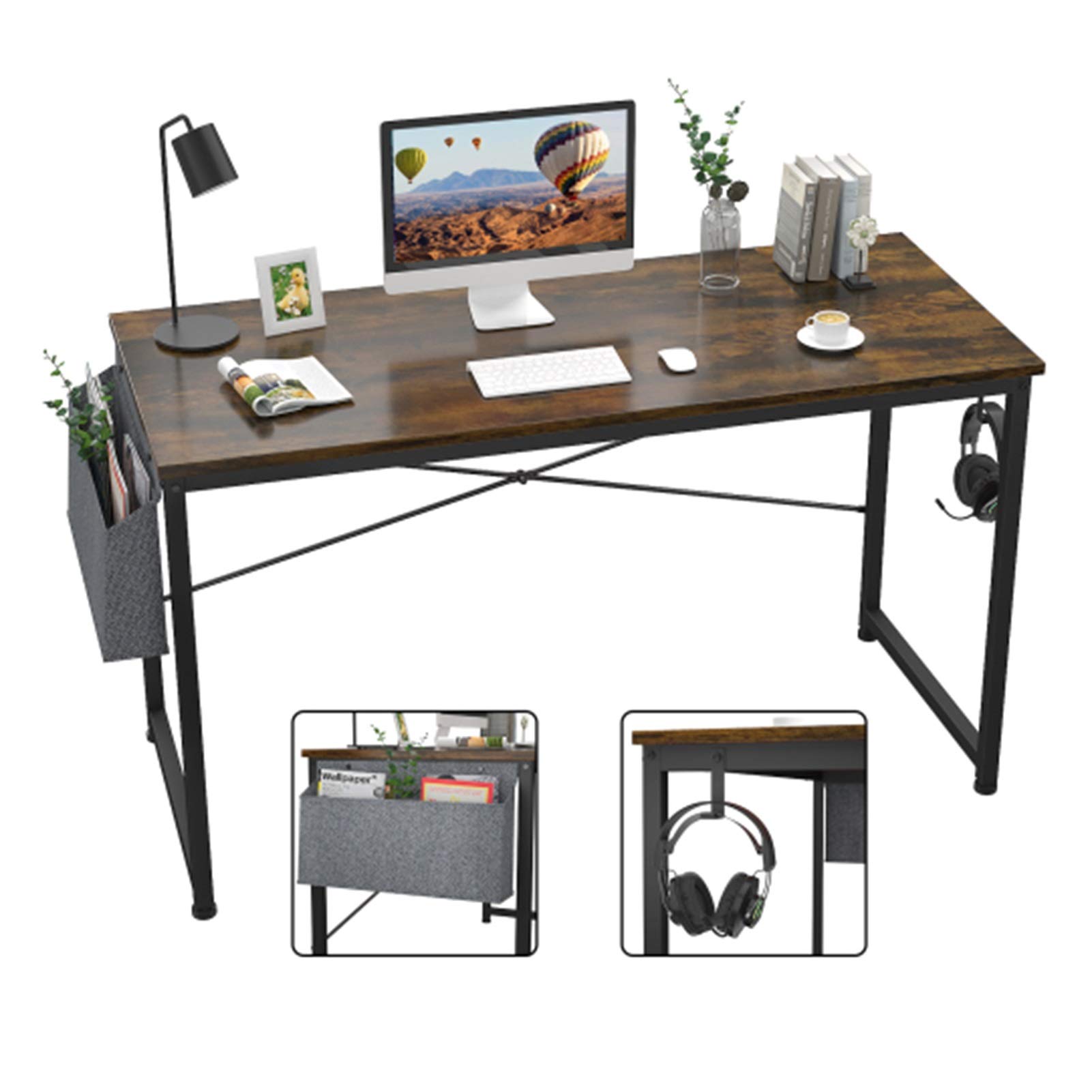 Ergonomic Home Office Desk with Keyboard Tray - Adjustable Height Computer Desk for Laptop & PC Workstation, Study Writing Table with Storage Shelf (Style 5, Multiple Colors) - Perfect for Small Spaces & Remote Work Setup