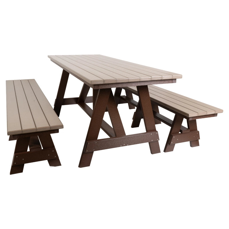 Buck USA 6 Foot Picnic Table with Benches | Heavy Duty Outdoor Dining Set for Backyard, Patio, Camping & Picnics | FF PTB
