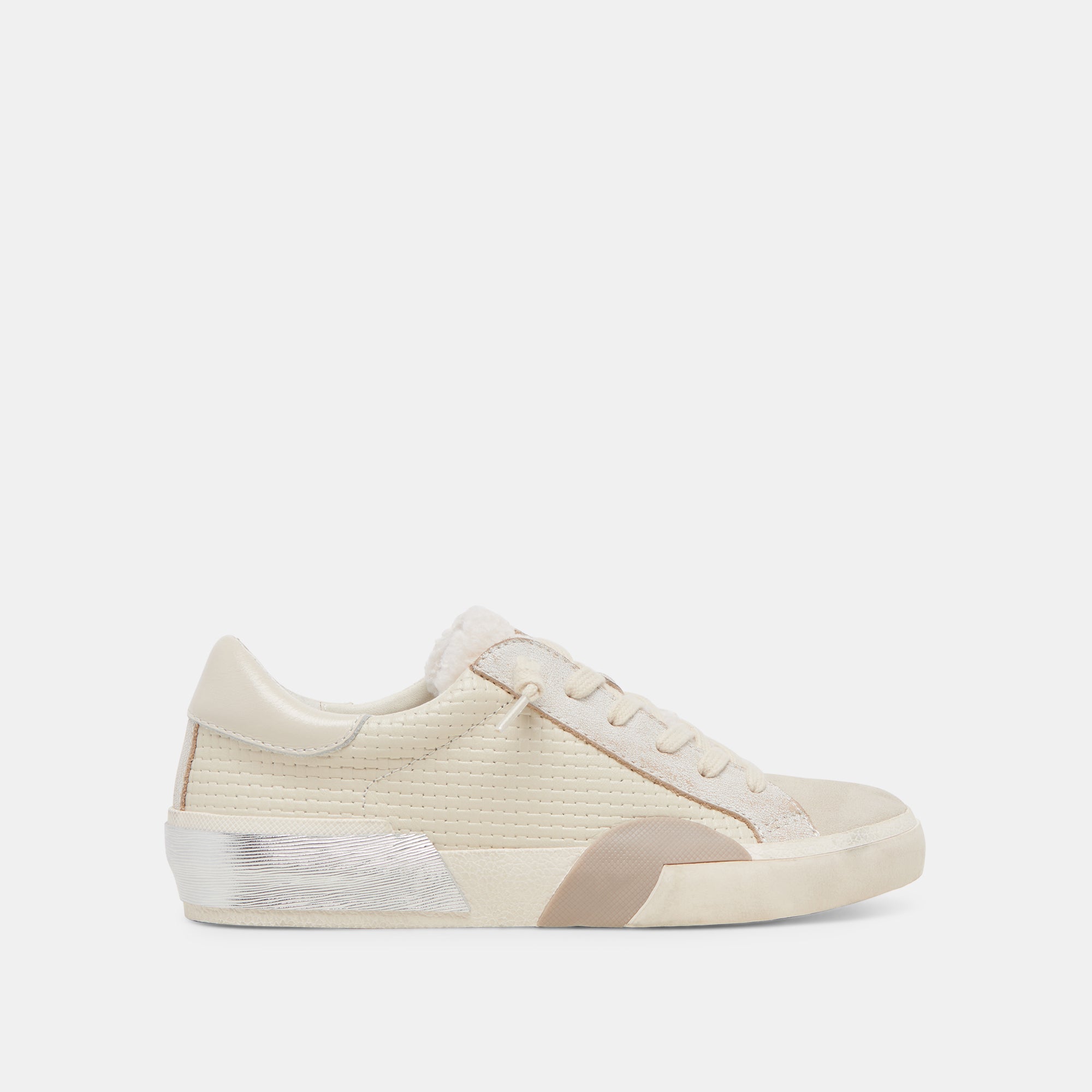 ZINA Plush Sneakers for Women - Off-White Woven Fabric Comfortable Casual Shoes | Perfect for Walking, Travel & Everyday Wear