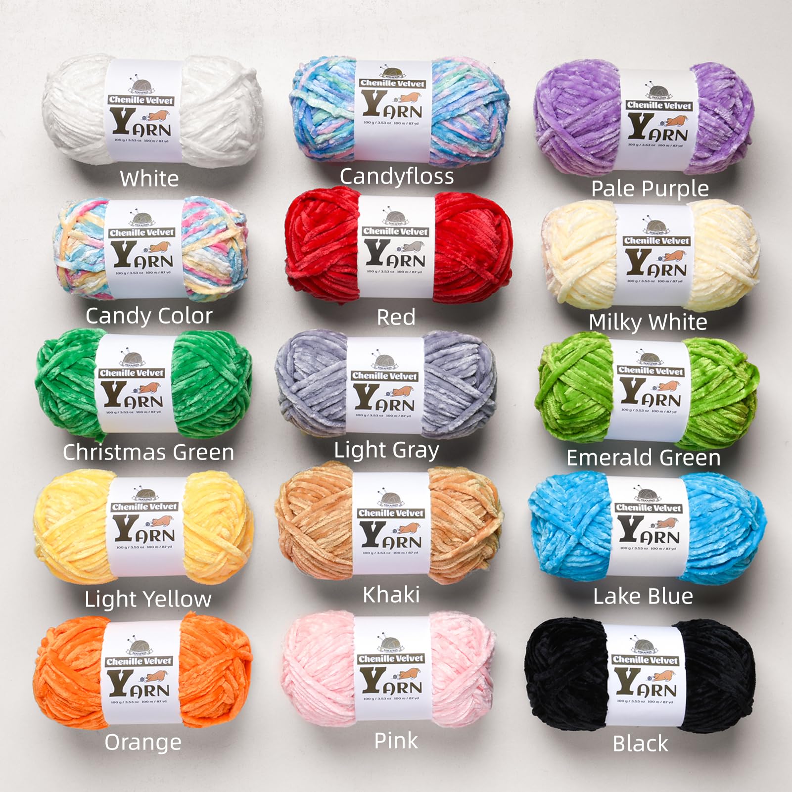 Soft Plush Chenille Chunky Yarn - Fluffy Velvet Crochet Yarn for Blankets, Scarves & Amigurumi - 100g Baby-Safe Knitting Yarn (87yds, Rainbow) - Perfect for DIY Baby Blankets, Cozy Winter Accessories & Handmade Gifts