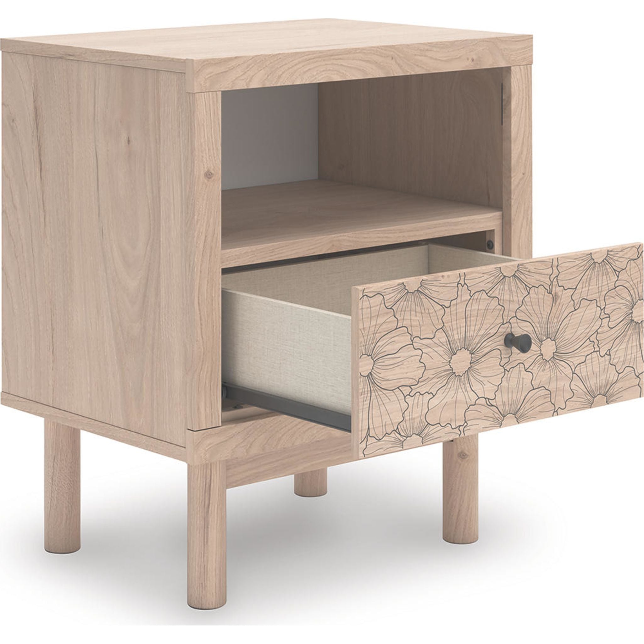 Arloster Nightstand in Tan - Modern Bedside Table with Drawer for Bedroom, Living Room, or Office - Perfect for Storage and Organization