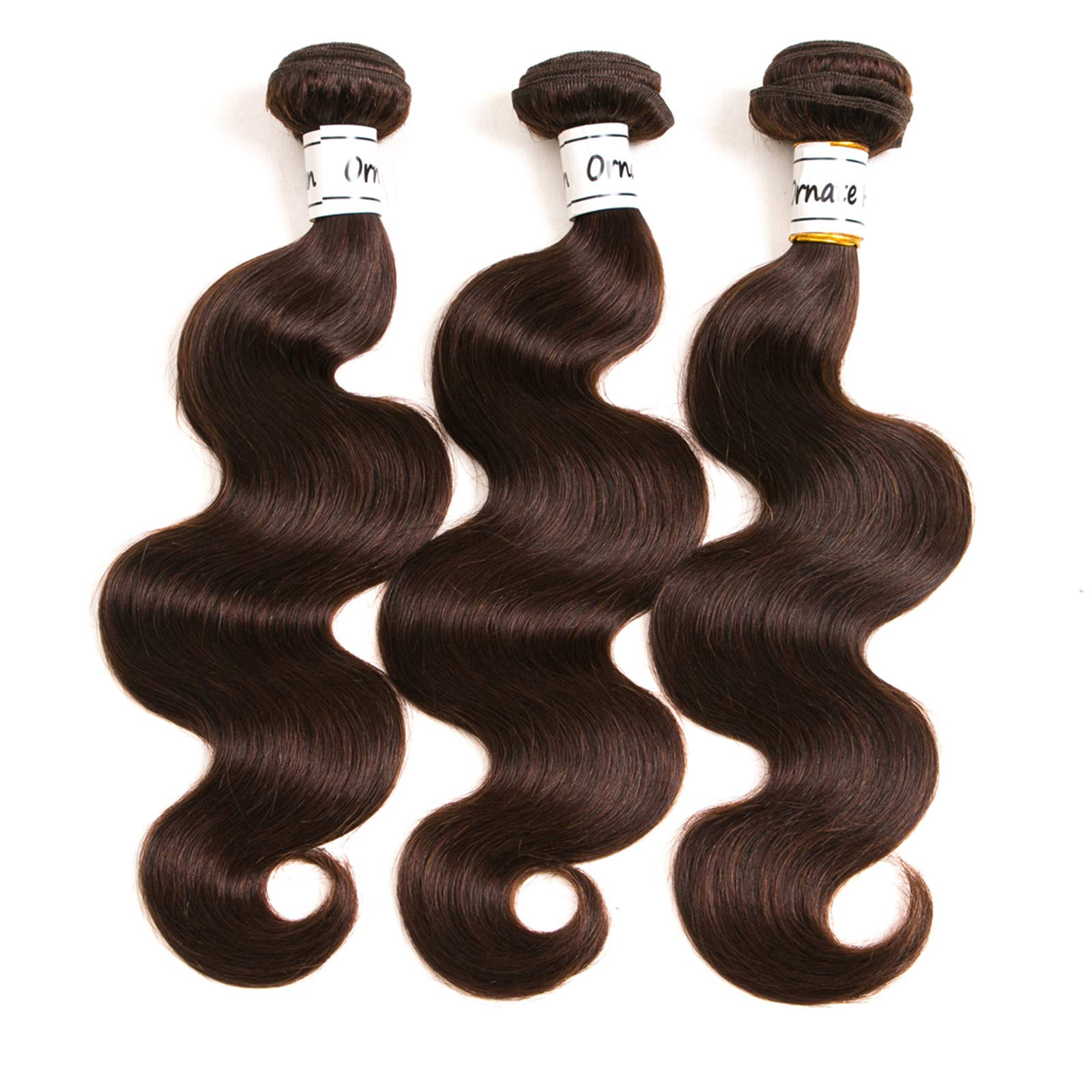 100% Virgin Brazilian Human Hair Extensions - 3 Bundles Dark Brown Body Wave Wefted Hair (18, 20, 22 Inch) #2 Color for Natural Look & Styling | Perfect for Daily Wear, Parties & Special Occasions