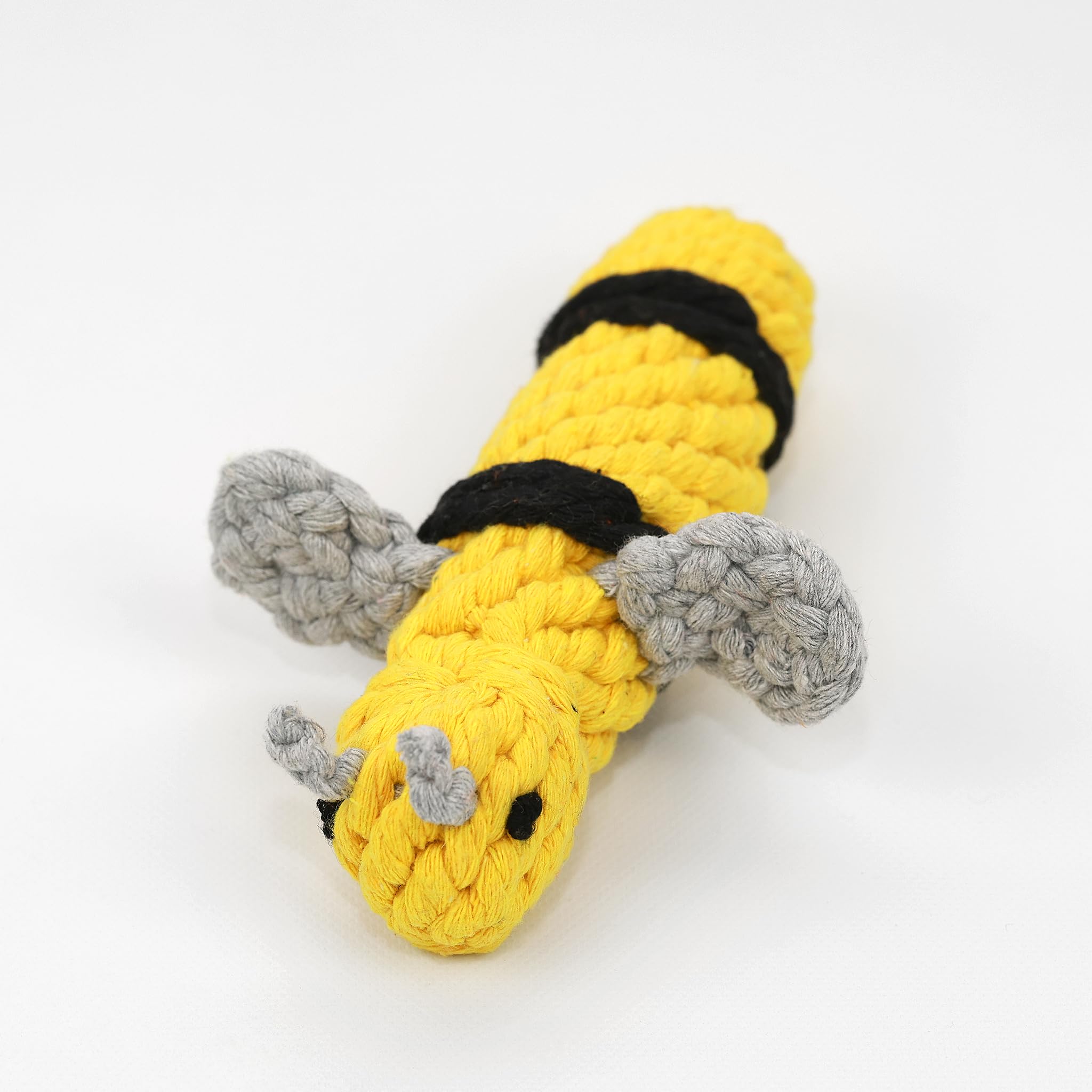 Queen the Bee Rope Toy - Handmade Sustainable Yellow Queen Bee Dog Chew Toy for Small & Large Dogs | Durable Pet Chewing Toy for Aggressive Chewers & Interactive Playtime