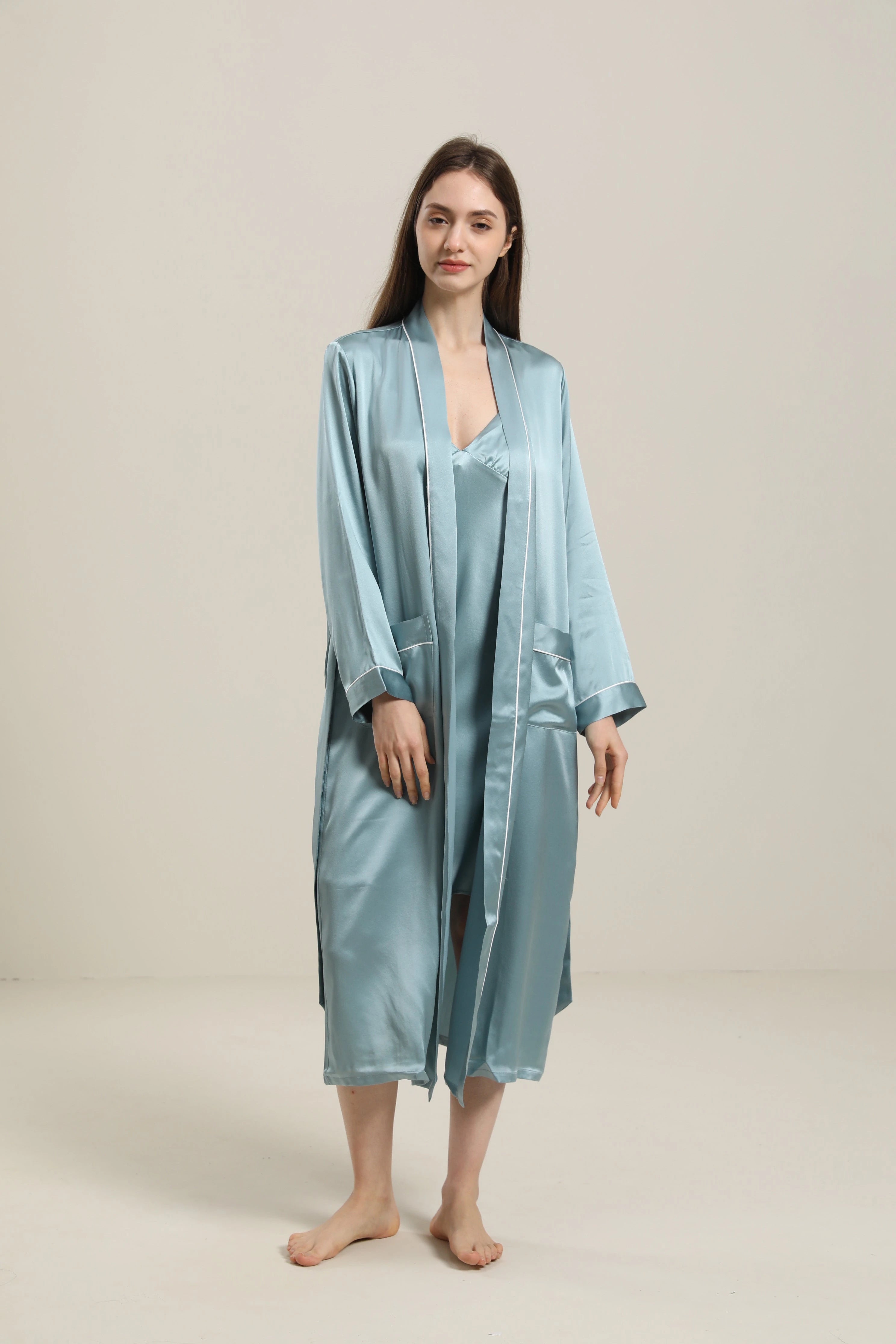 Luxury Washable Pure Color Silk Robe for Women - Soft & Comfortable Sleepwear, Loungewear & Spa Robe - Perfect for Relaxing at Home, Bridal Gifts & Hotel Bathrobes