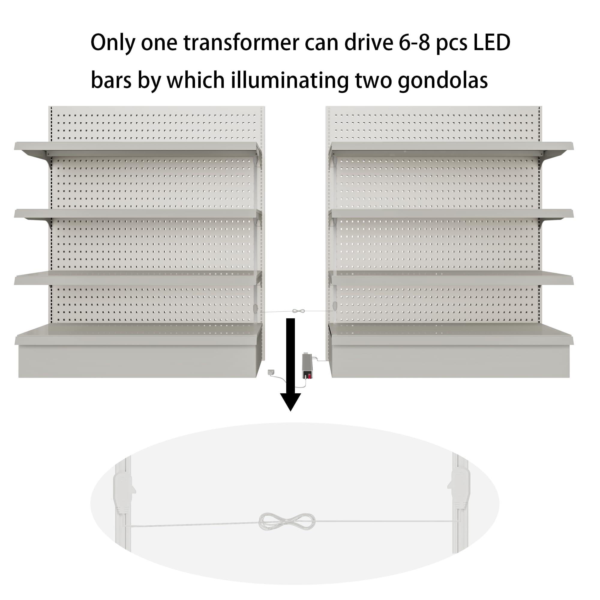 8 Pack 6000K Pure White LED Light Bars with 24V Driver & Magnetic Mounting - Gondola Shelving Lighting Kit for Supermarket Retail Display | Under Shelf Illumination for Grocery Stores & Retail Shops