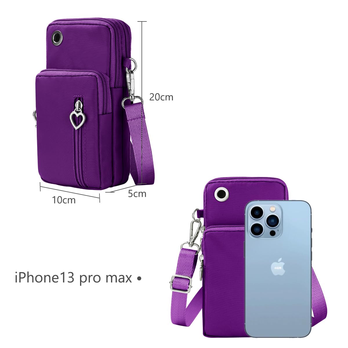 Aucuu Women's Small Crossbody Phone Bag - Adjustable Shoulder Strap Oxford Fabric Pouch for iPhone & Android (Up to 7