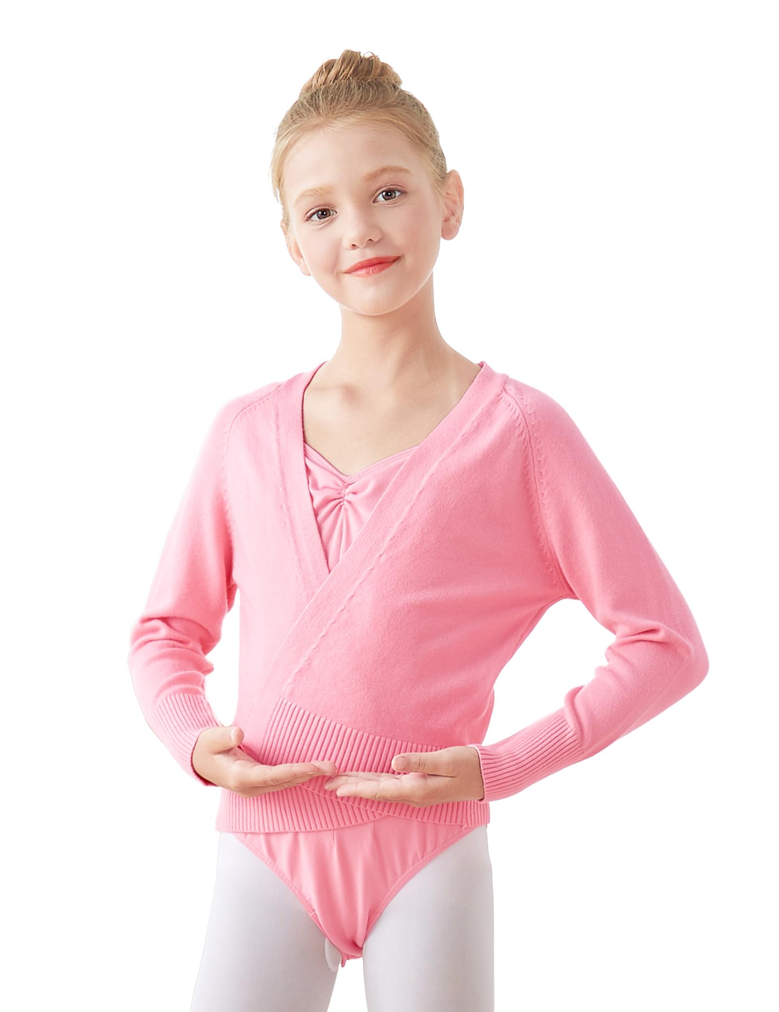 Phoeswan Girls Ballet Sweater Cardigan - Warm Knit Pullover for Dance Class, Rehearsals & Ballet Practice - Soft Stretchable Leotard Cover for Kids & Toddlers