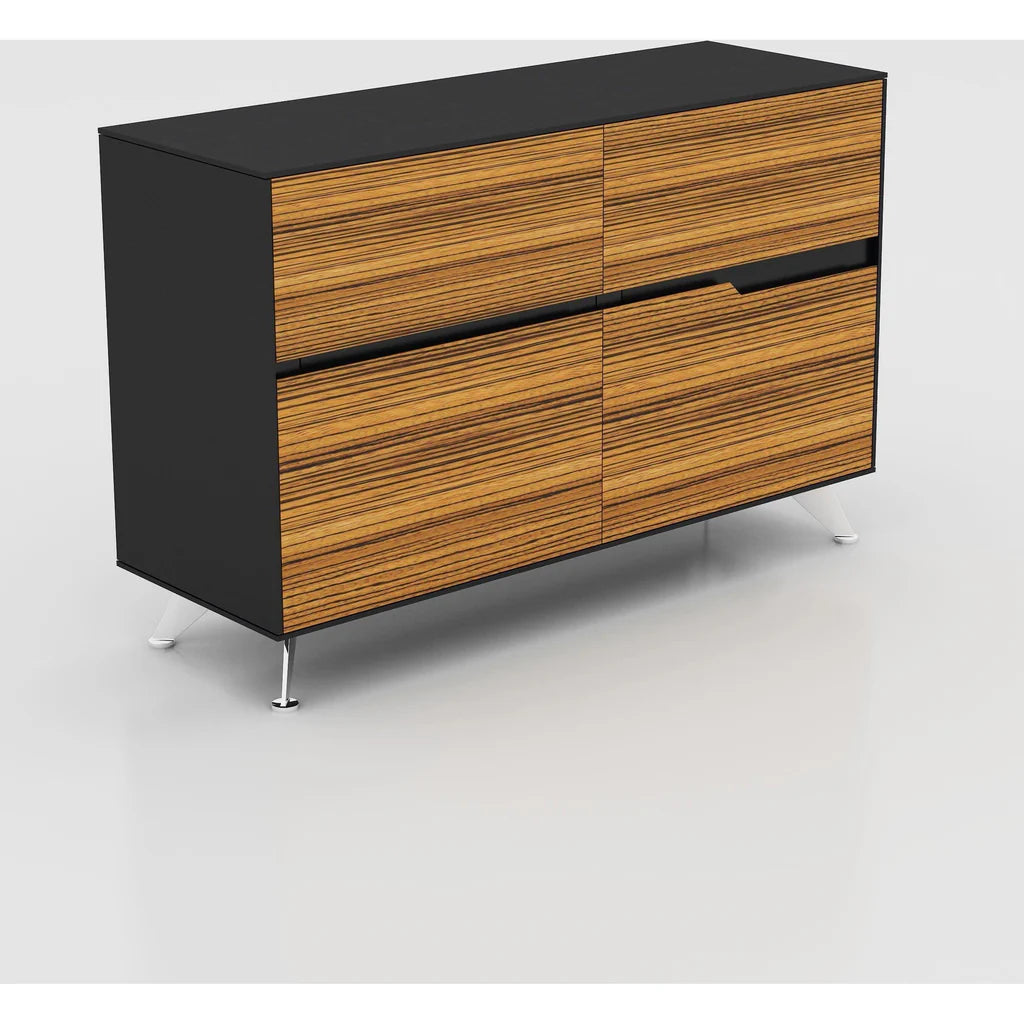 NOVARA 4-Drawer Wooden Credenza with Metal Legs - Modern Storage Cabinet for Home Office, Living Room, and Bedroom Organization