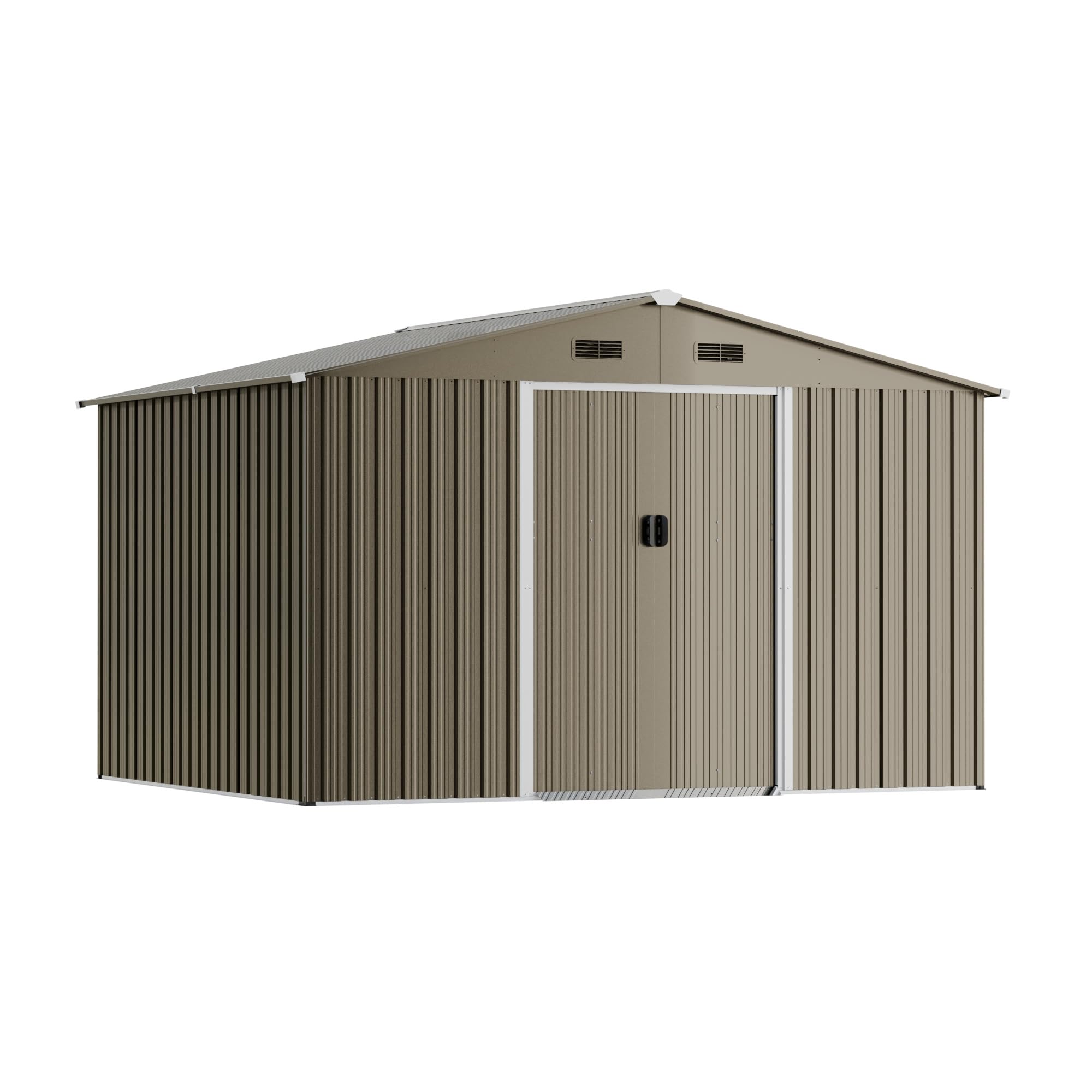 10FT x 8FT Outdoor Metal Storage Shed - Waterproof & Lockable with Sliding Door & Ventilation - Heavy Duty Garden Tool Storage for Lawn Equipment, Yard Supplies & Outdoor Organization - Perfect for Backyard, Patio & Garage Storage