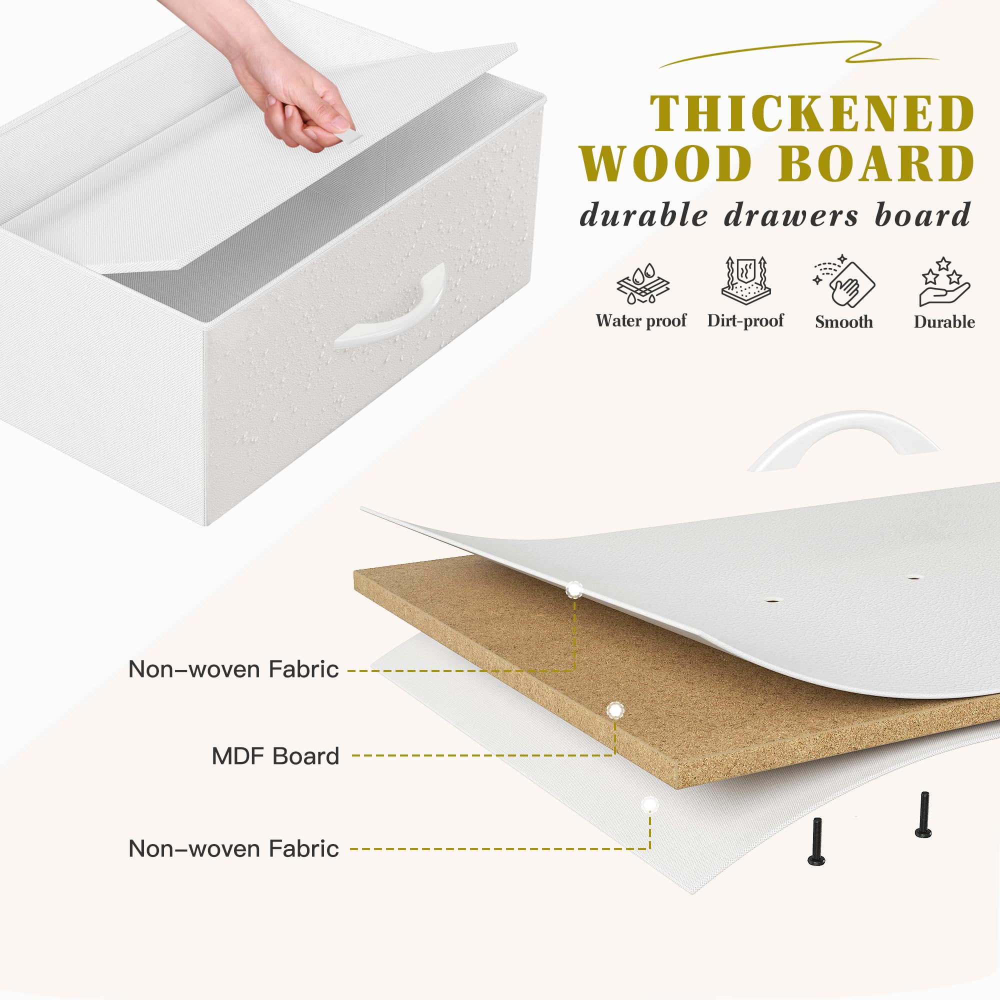 EnHomee 14-Drawer White Dresser for Bedroom - Tall Wooden Top & Metal Frame Fabric Storage Chest | Perfect for Bedroom, Closet & Living Room Organization