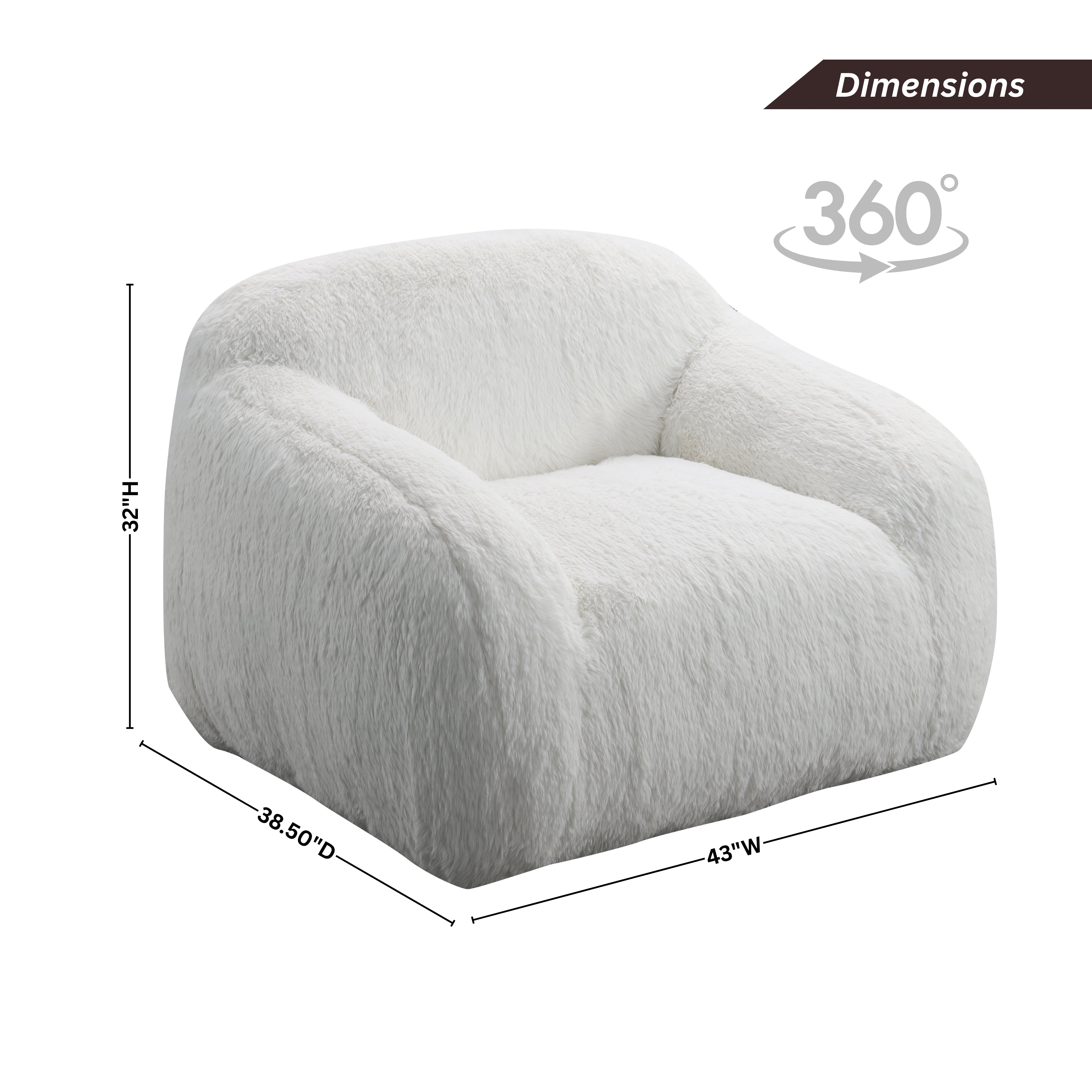 Adell Polar Bear Faux Fur Swivel Cuddle Chair - Roundhill Furniture - Cozy Rotating Accent Chair for Living Room, Bedroom & Nursery - Perfect for Relaxing, Reading & Lounging