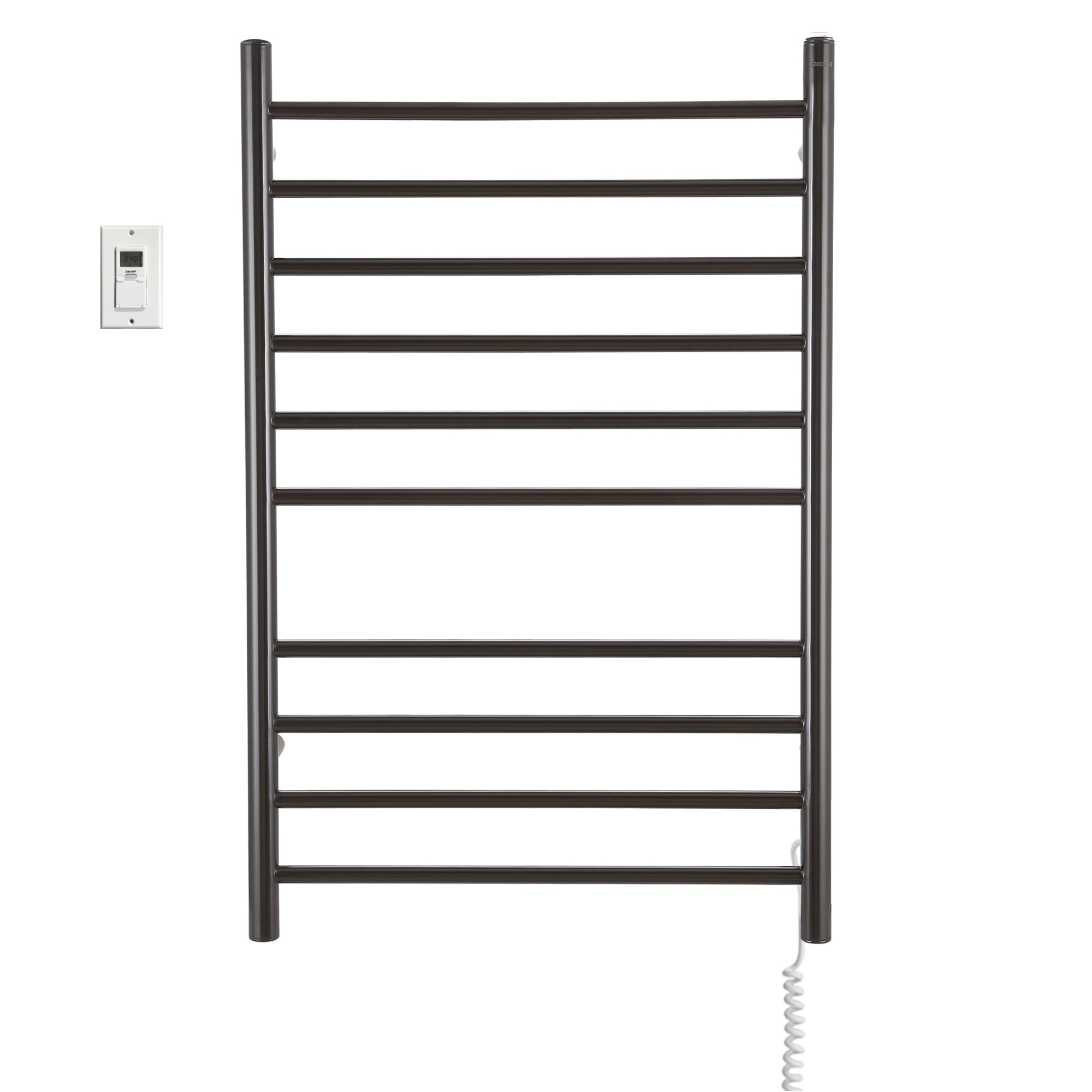 Ancona Novara Dual 10 Bar Hardwire & Plug-in Wall Mounted Towel Warmer with Timer - Oil Rubbed Bronze Finish | Perfect for Bathrooms, Spas & Luxury Home Heating