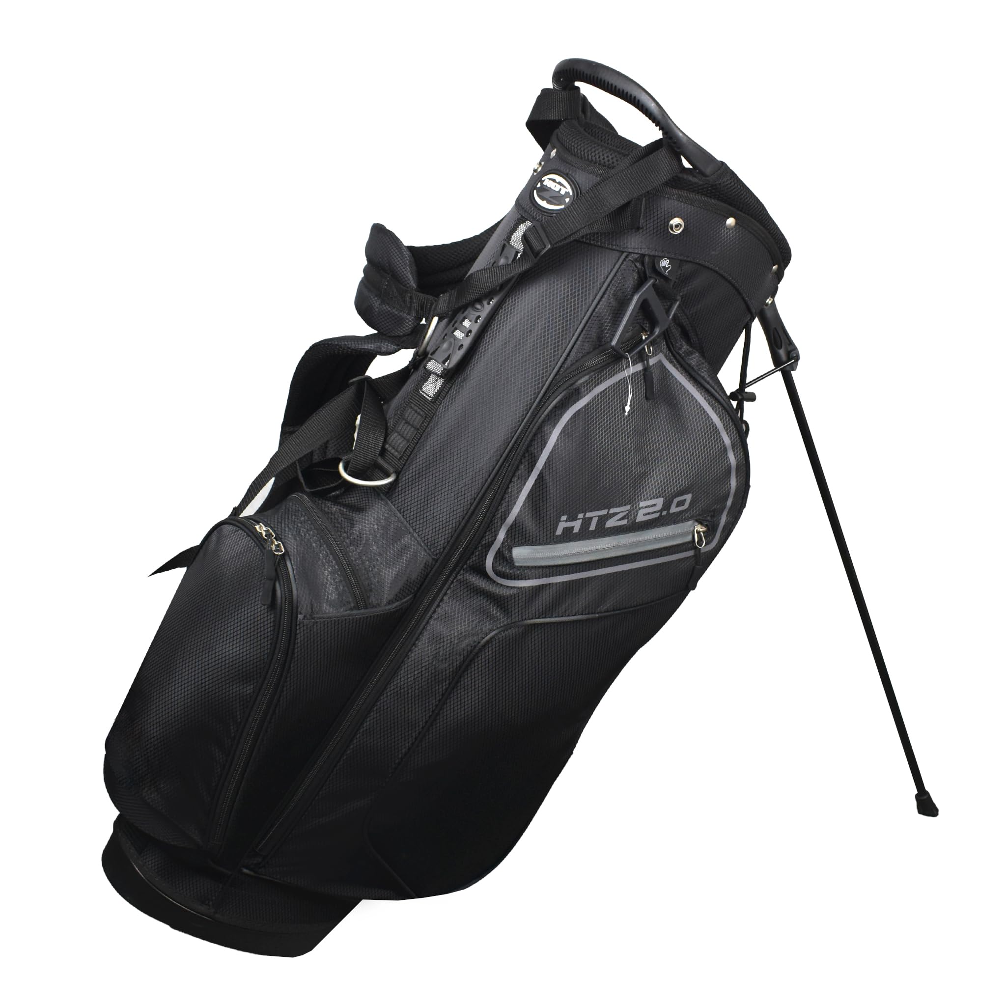 Hot-Z Golf 2.0 Deluxe Ultra Lite Stand Bag - Lightweight Golf Bag with 5-Way Divider, Dual Straps & Multiple Pockets (Black/Gray) - Perfect for Walking Golfers & Course Play