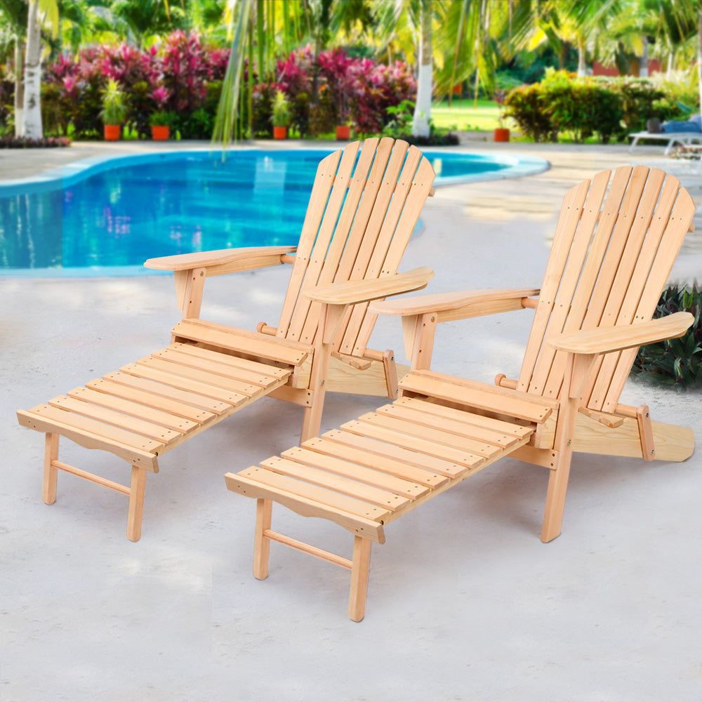 Gardeon Set of 2 Outdoor Sun Lounge Chairs - Patio Furniture, Beach Chair Lounger - Perfect for Poolside, Backyard, and Beach Relaxation